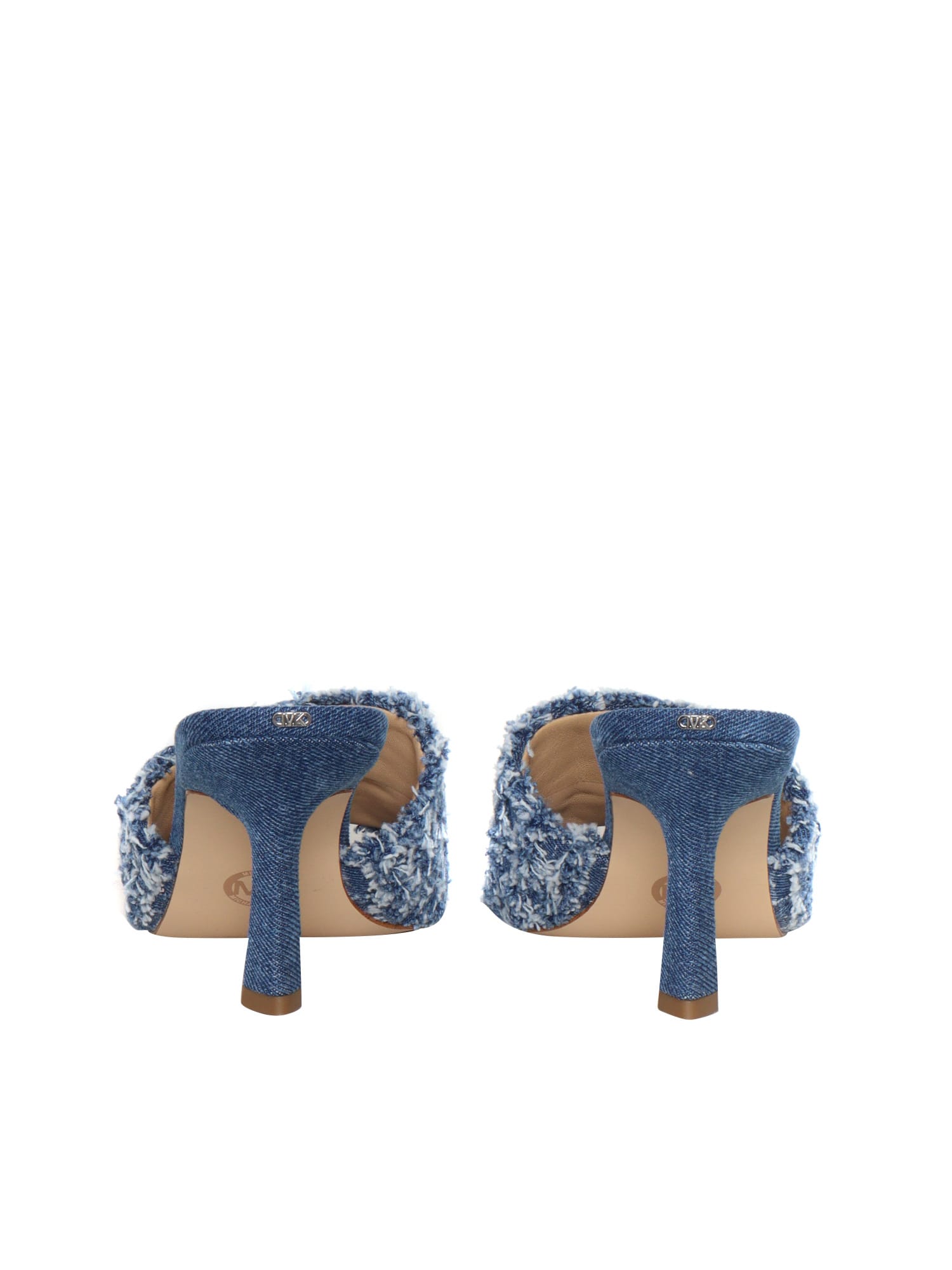 Shop Michael Kors Denim-effect Tessa Mules Sandals In Blue
