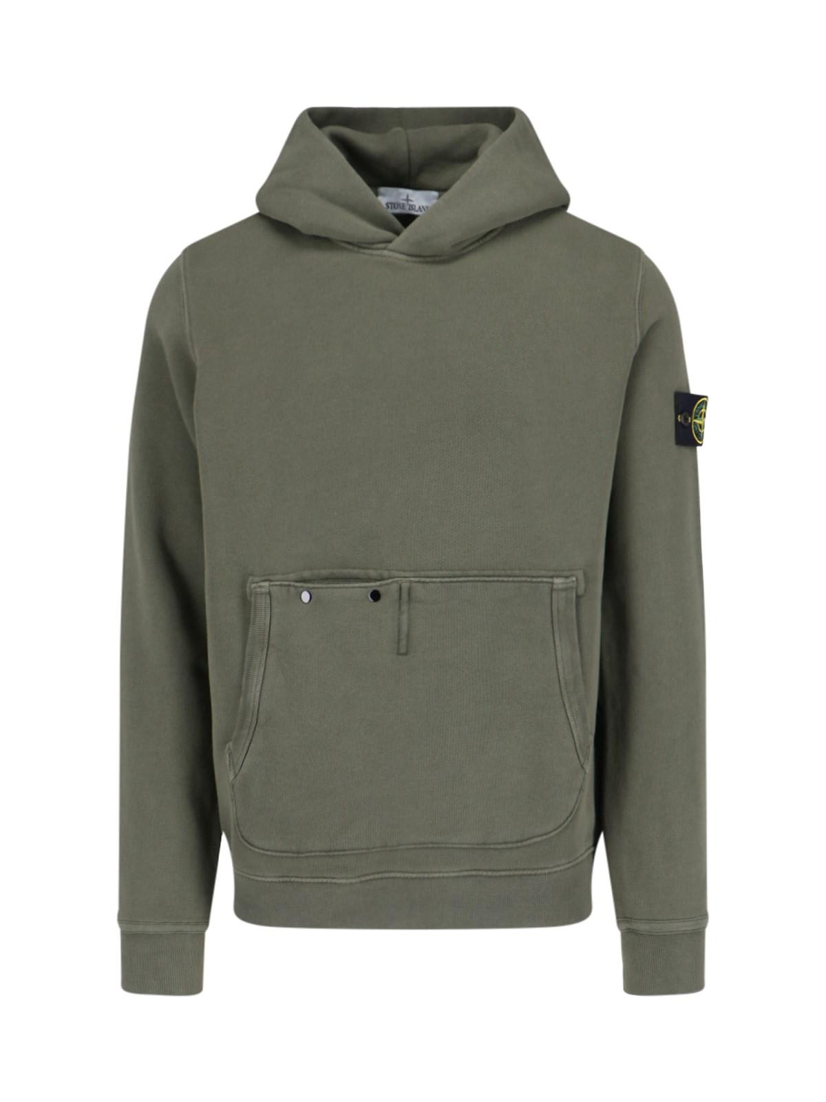 Shop Stone Island Logo Hoodie In Green