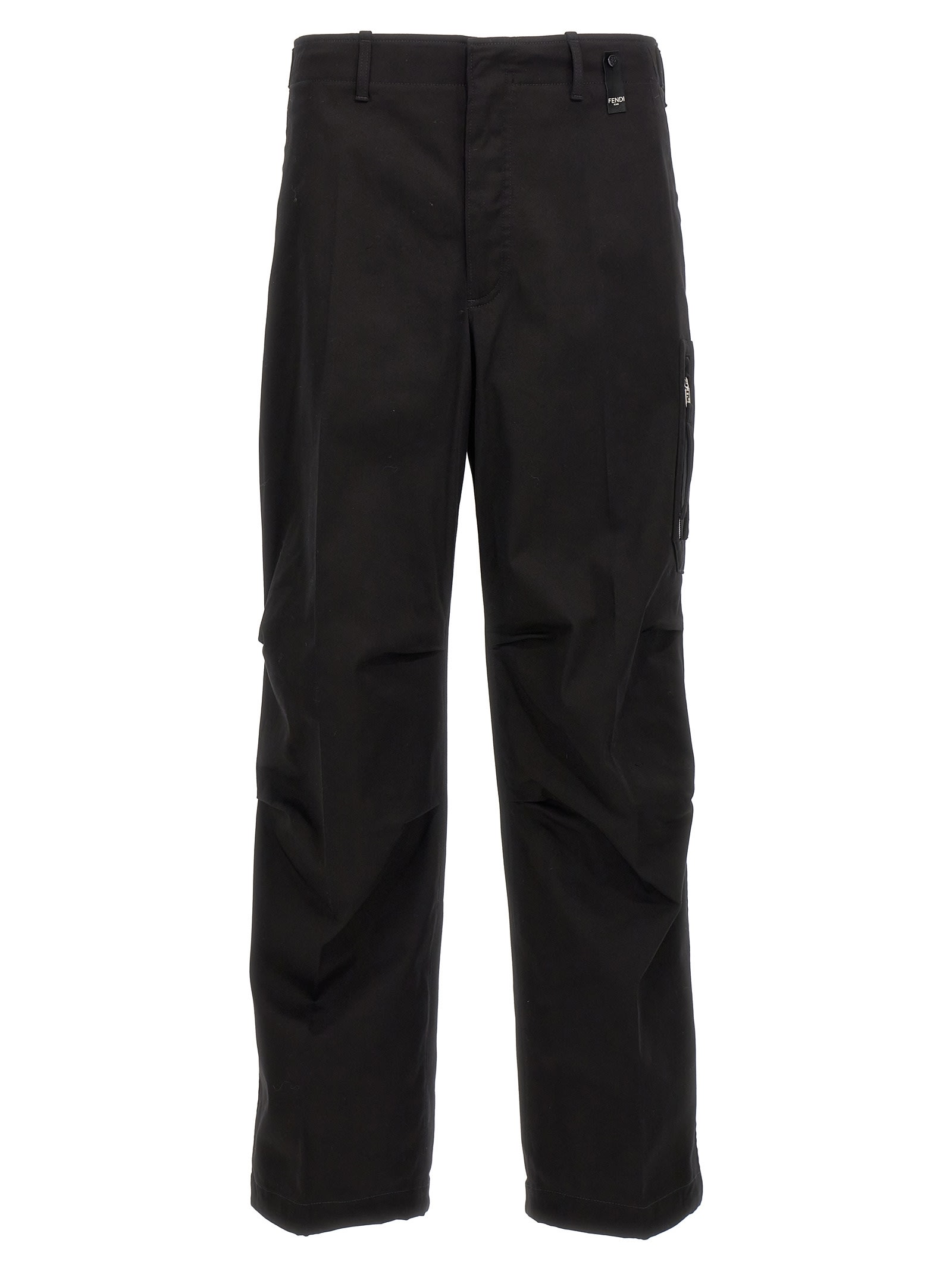 Shop Fendi Gabardine Trousers In Black