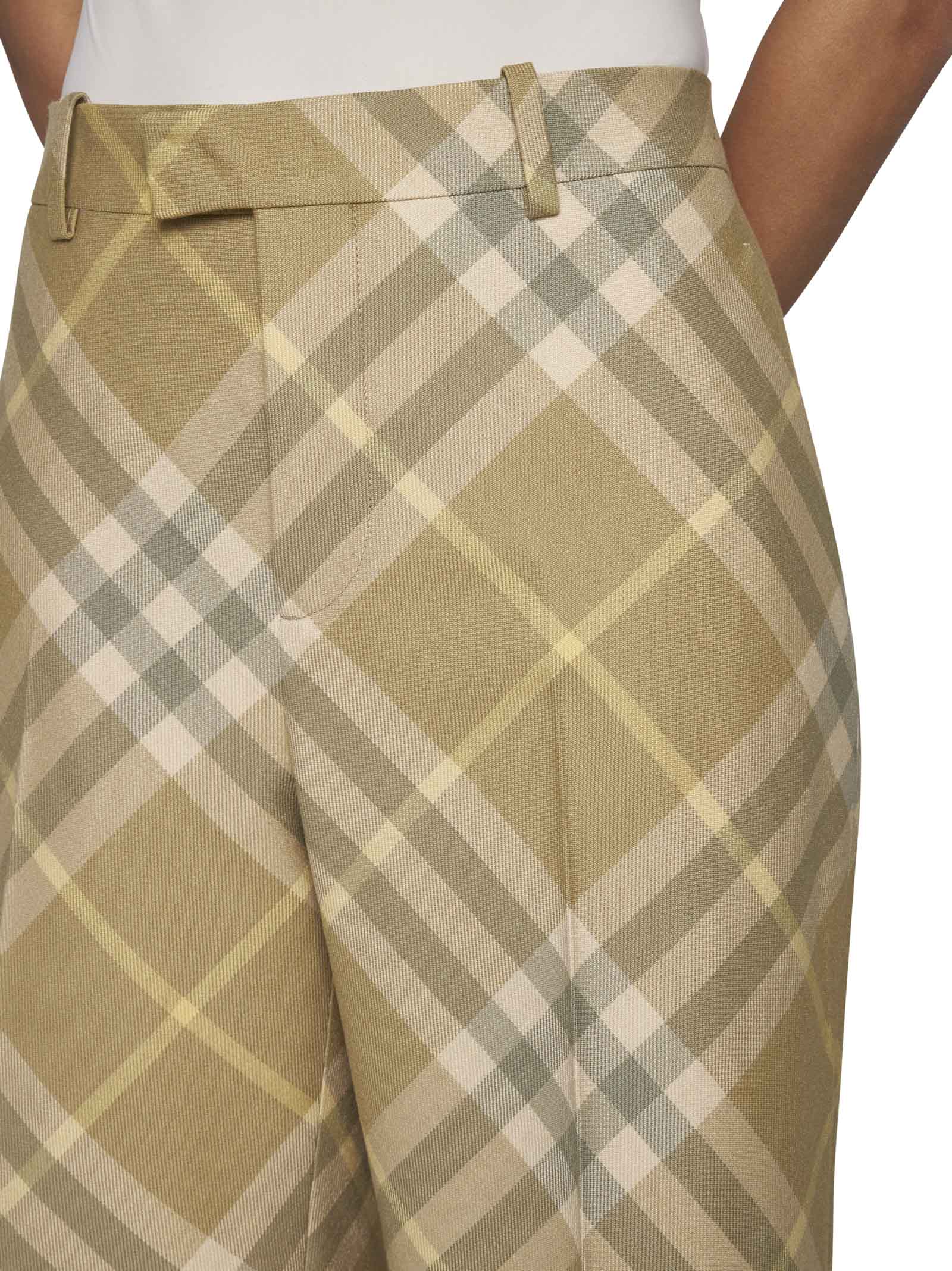 Shop Burberry Pants In Flax Ip Check