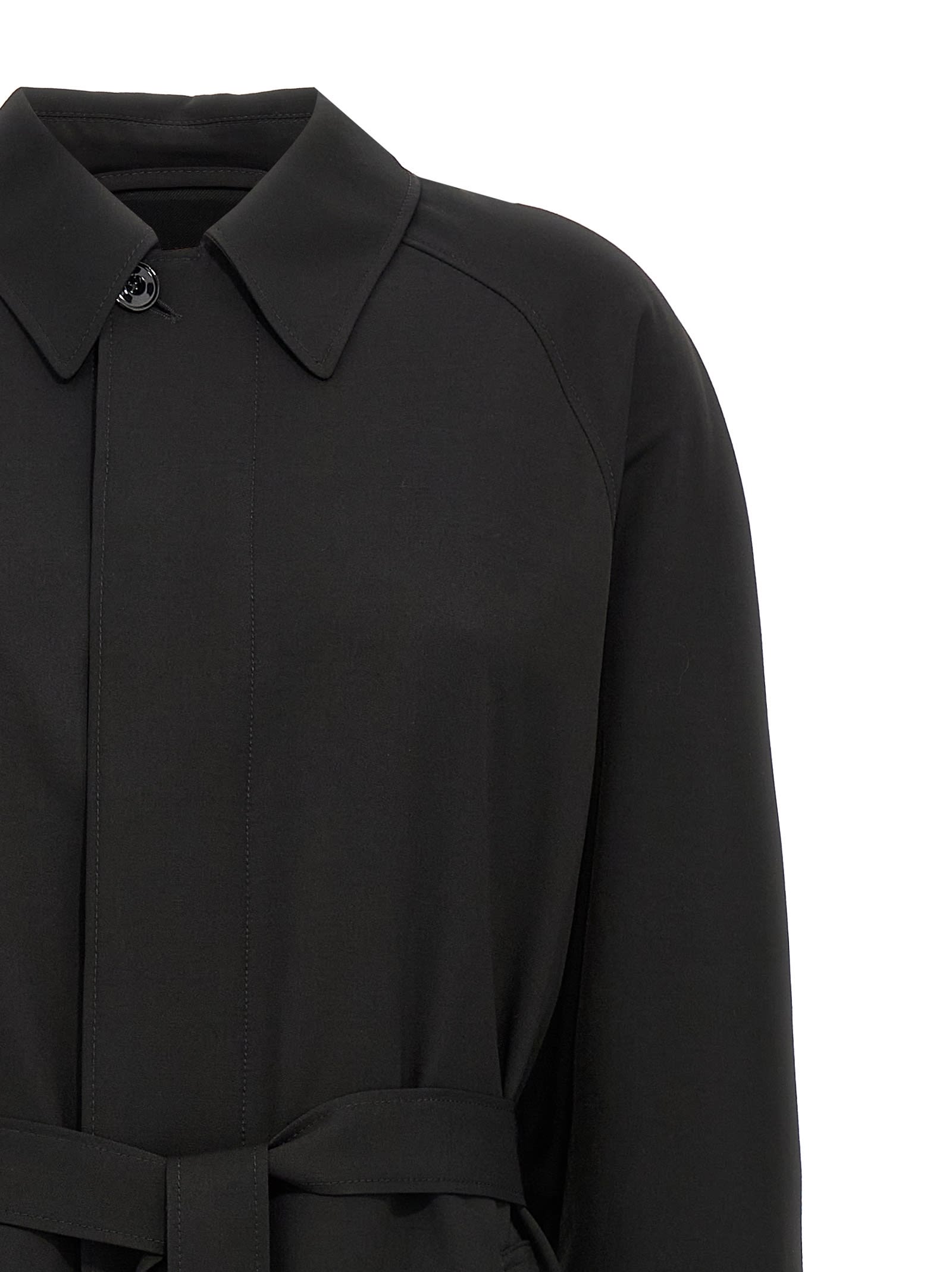 Lemaire Women Wool Trench Coat In Black