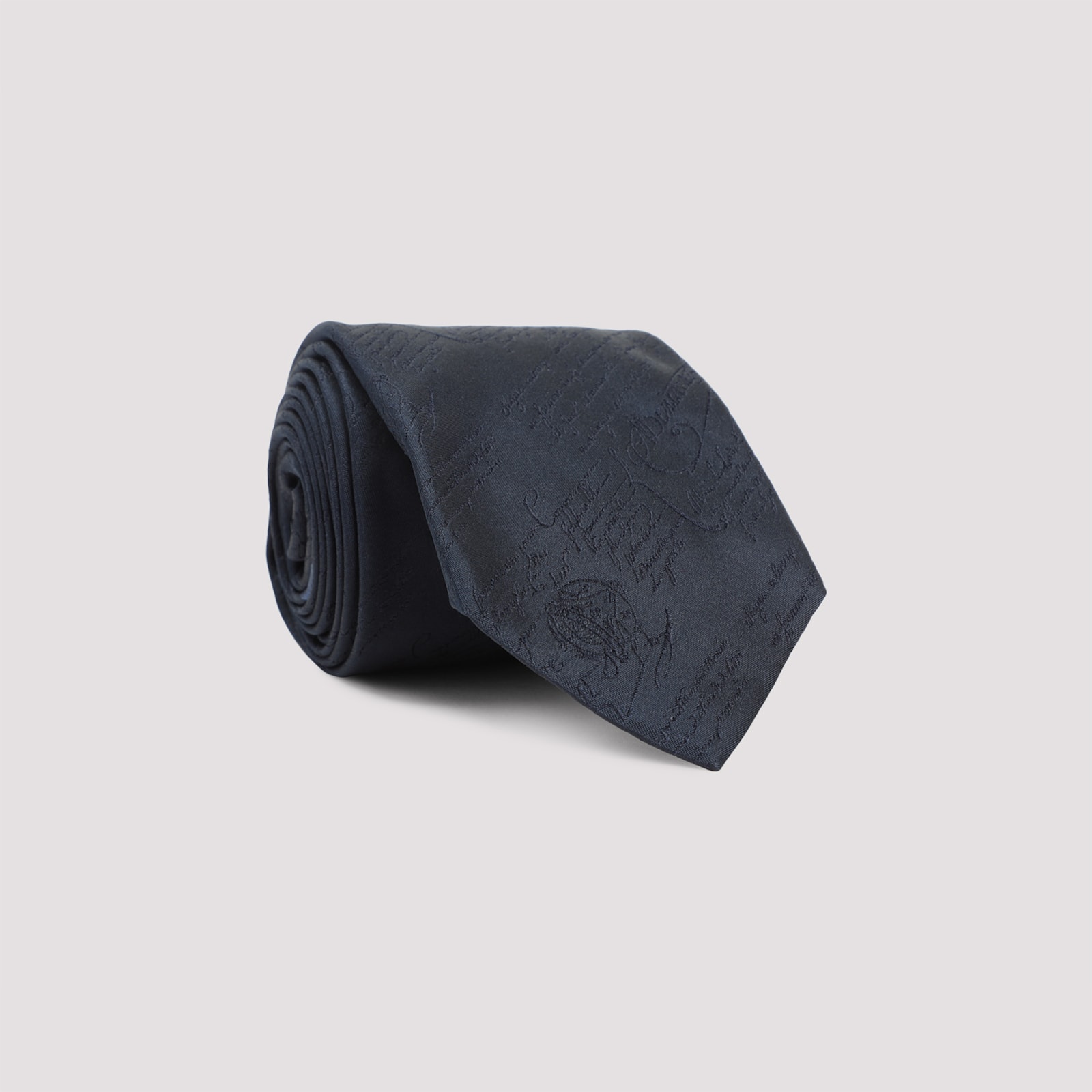 Berluti Logo Jacquard Silk Tie In Blue