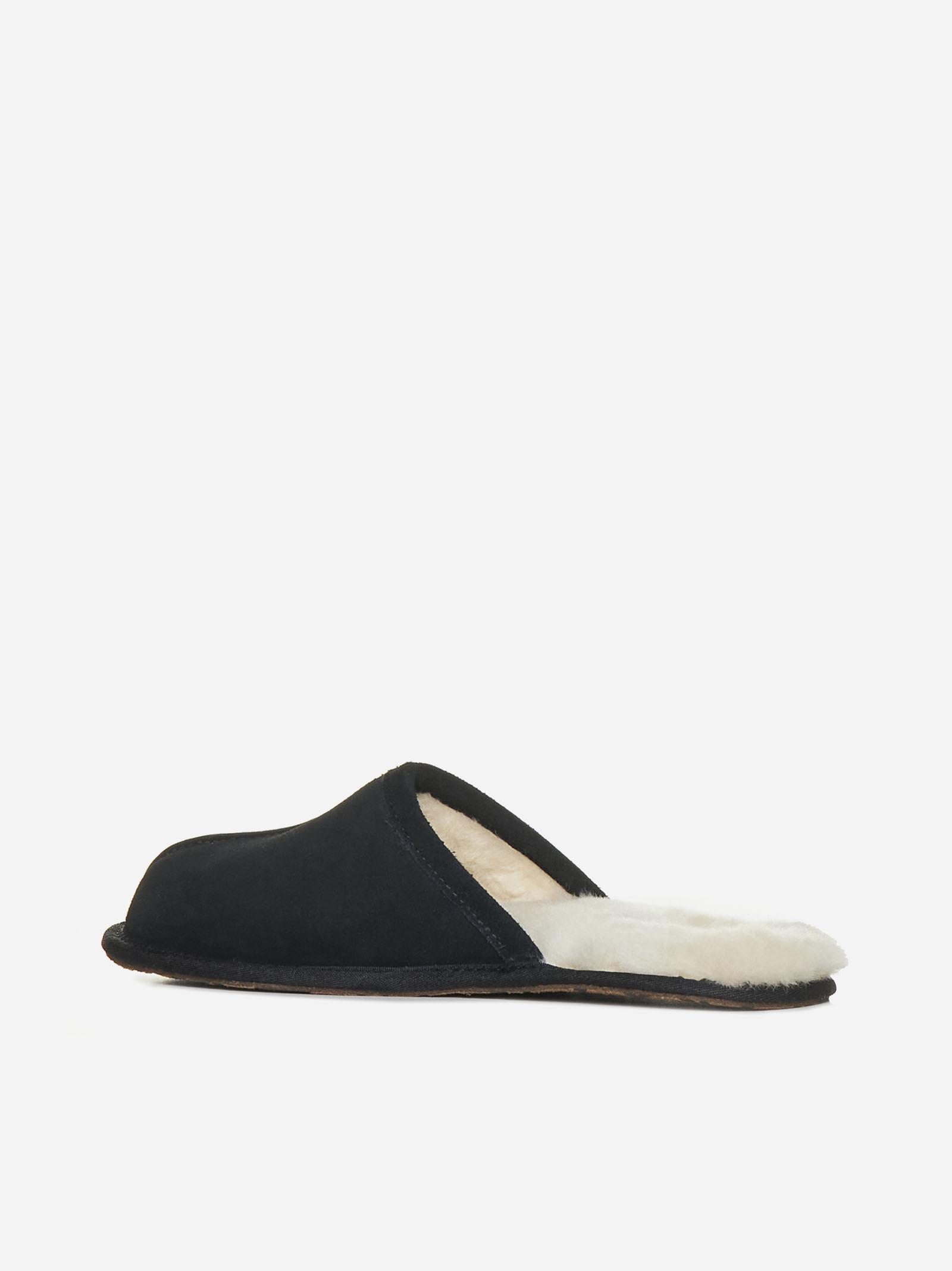 Ugg Mens Cushioned Footbed Suede Slide Slippers In Black