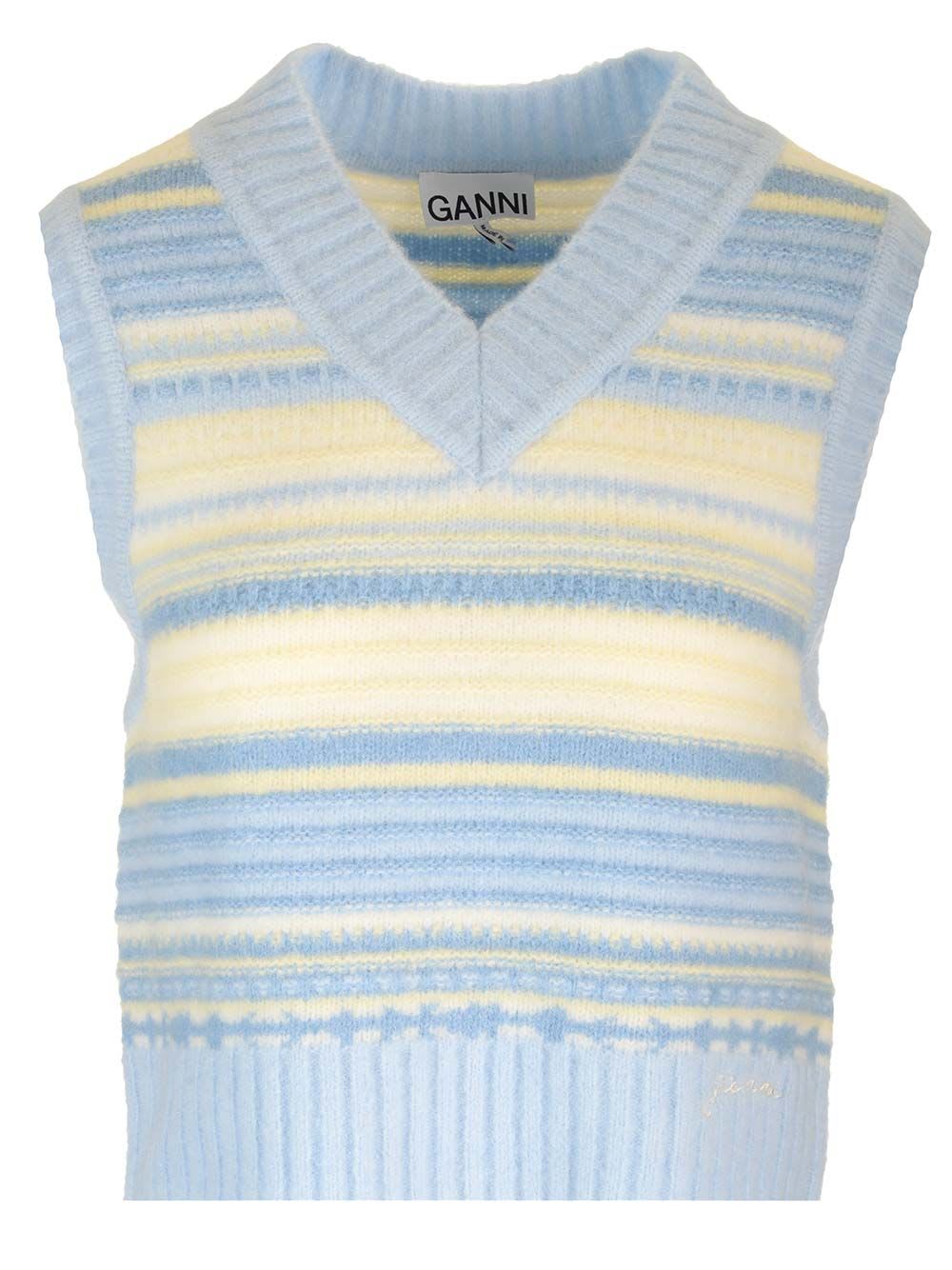 Shop Ganni Wool Vest In Clear Blue