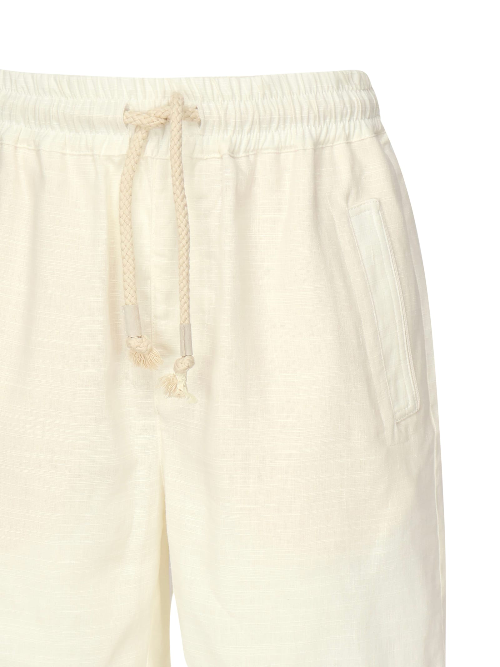 Eleventy Linen Bermuda Shorts With Drawstrings In White