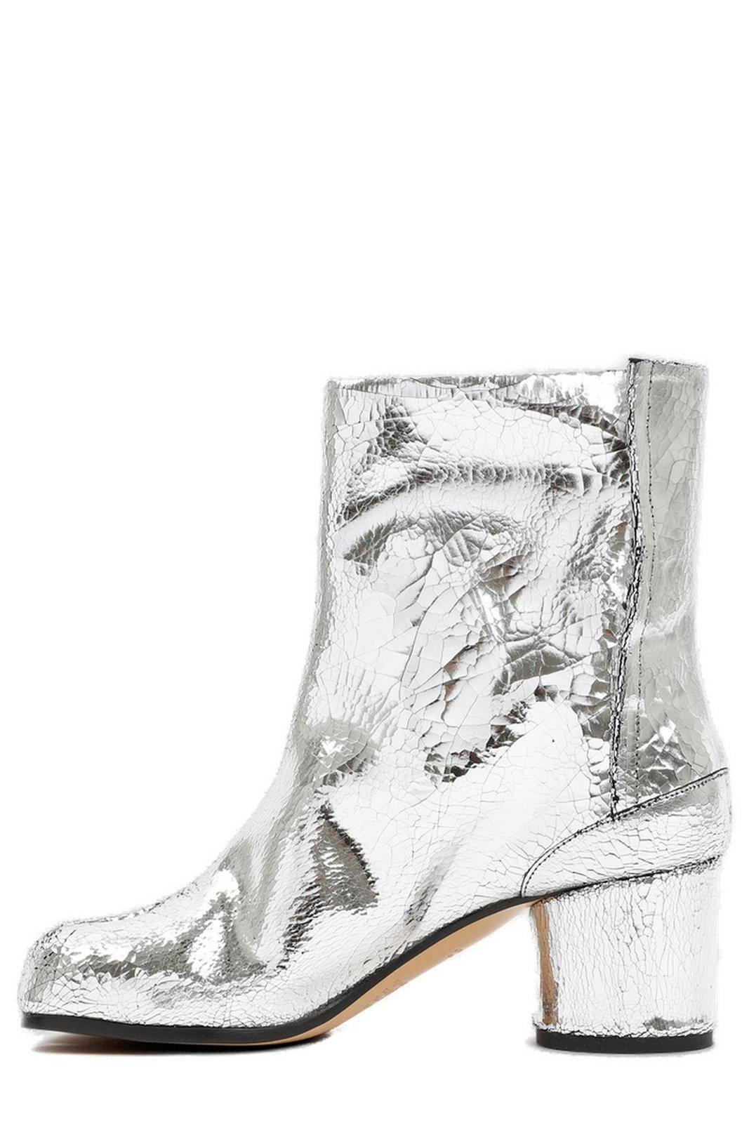 Shop Maison Margiela Tabi High-ankle Boots In Silver/metallic