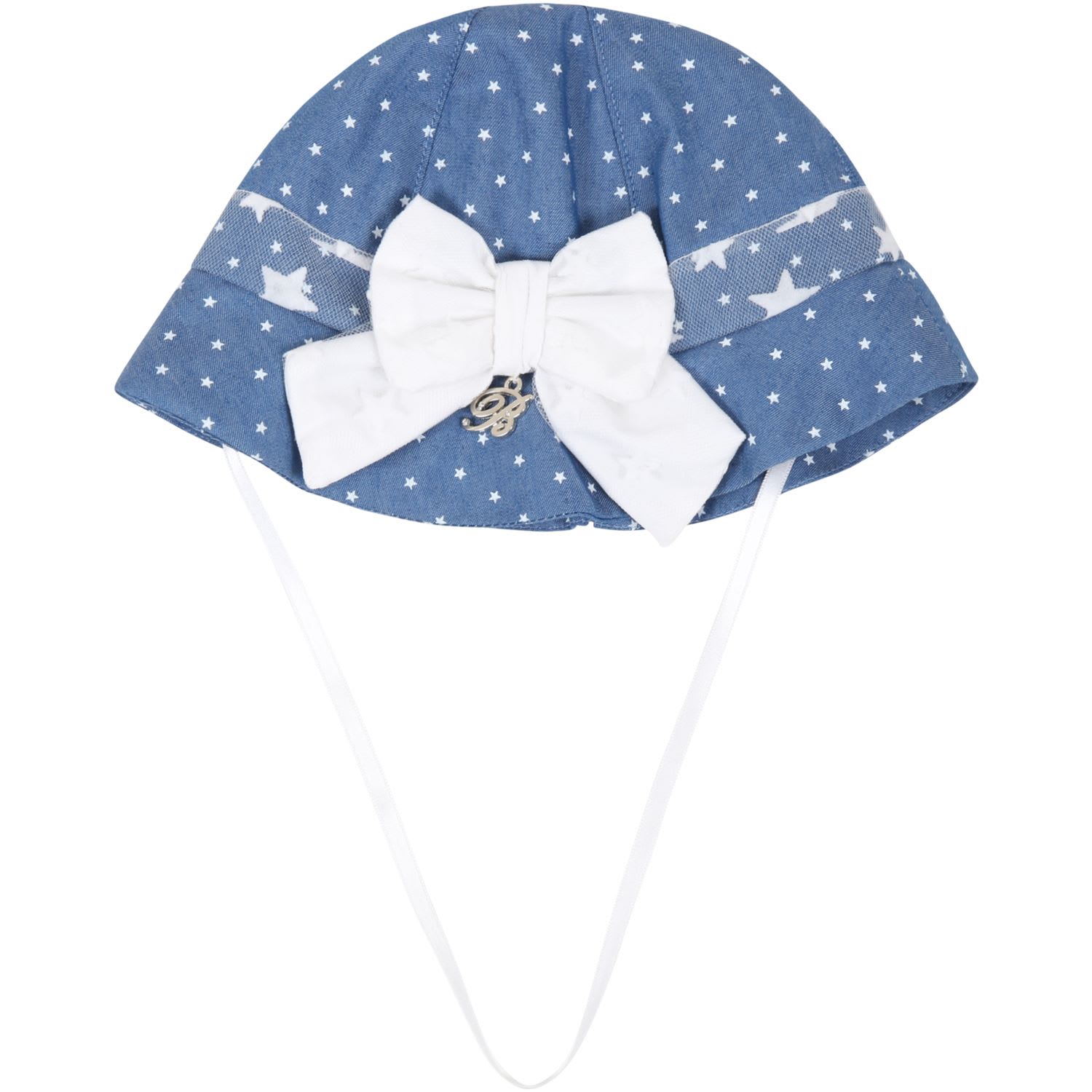 Blumarine Denim Sun Hat For Babygirl With Stars