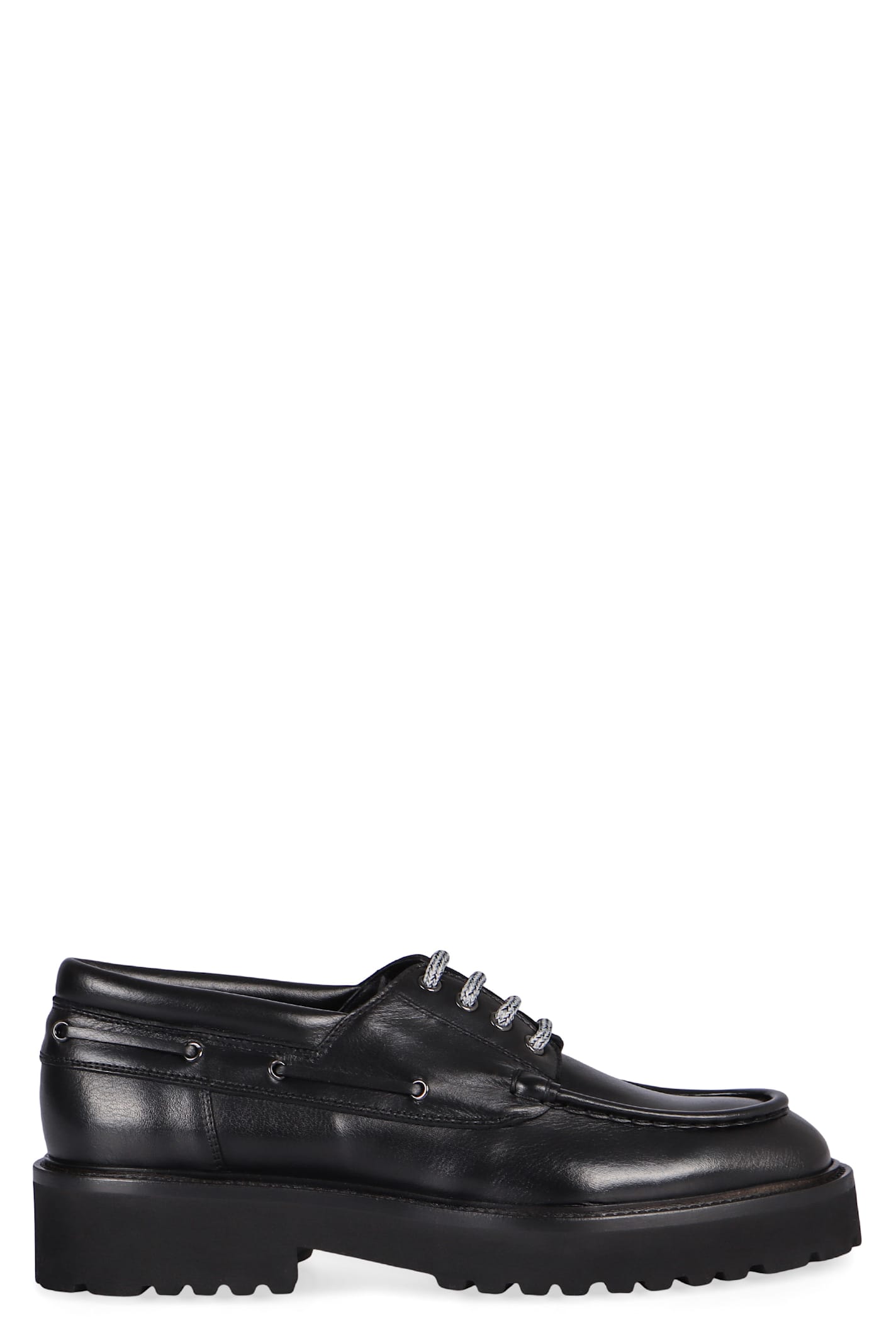 Doucal's Leather Lace-up Loafers In Black