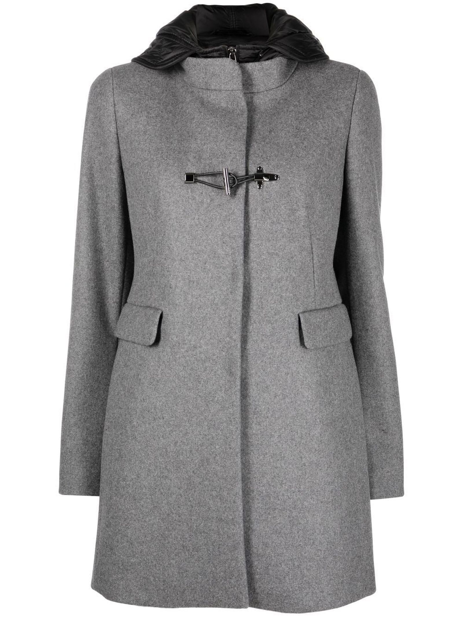 Fay Double Front Duffle Coat In Wool Blend Fabric