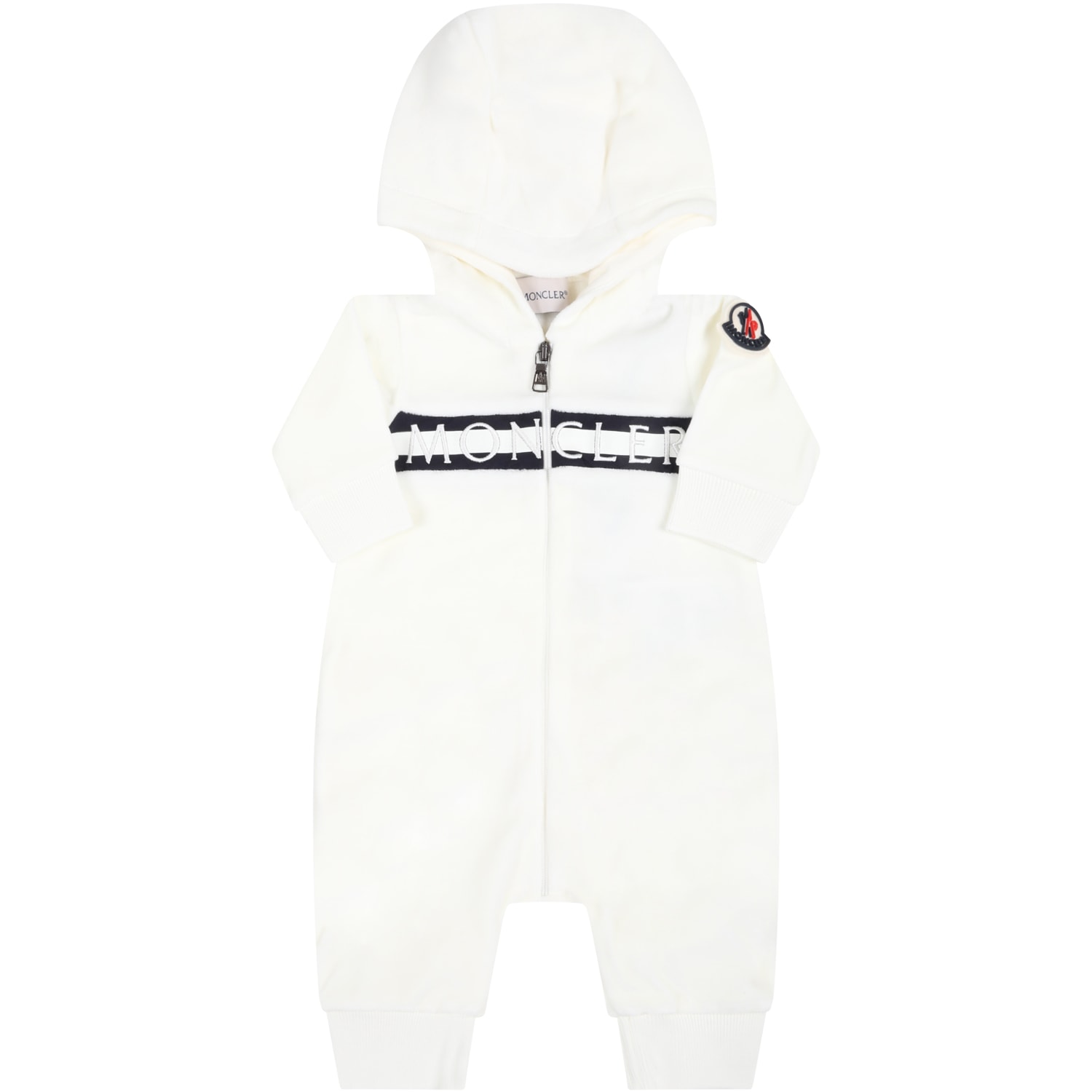 Moncler Ivory Babygrow For Baby Kids With Logo