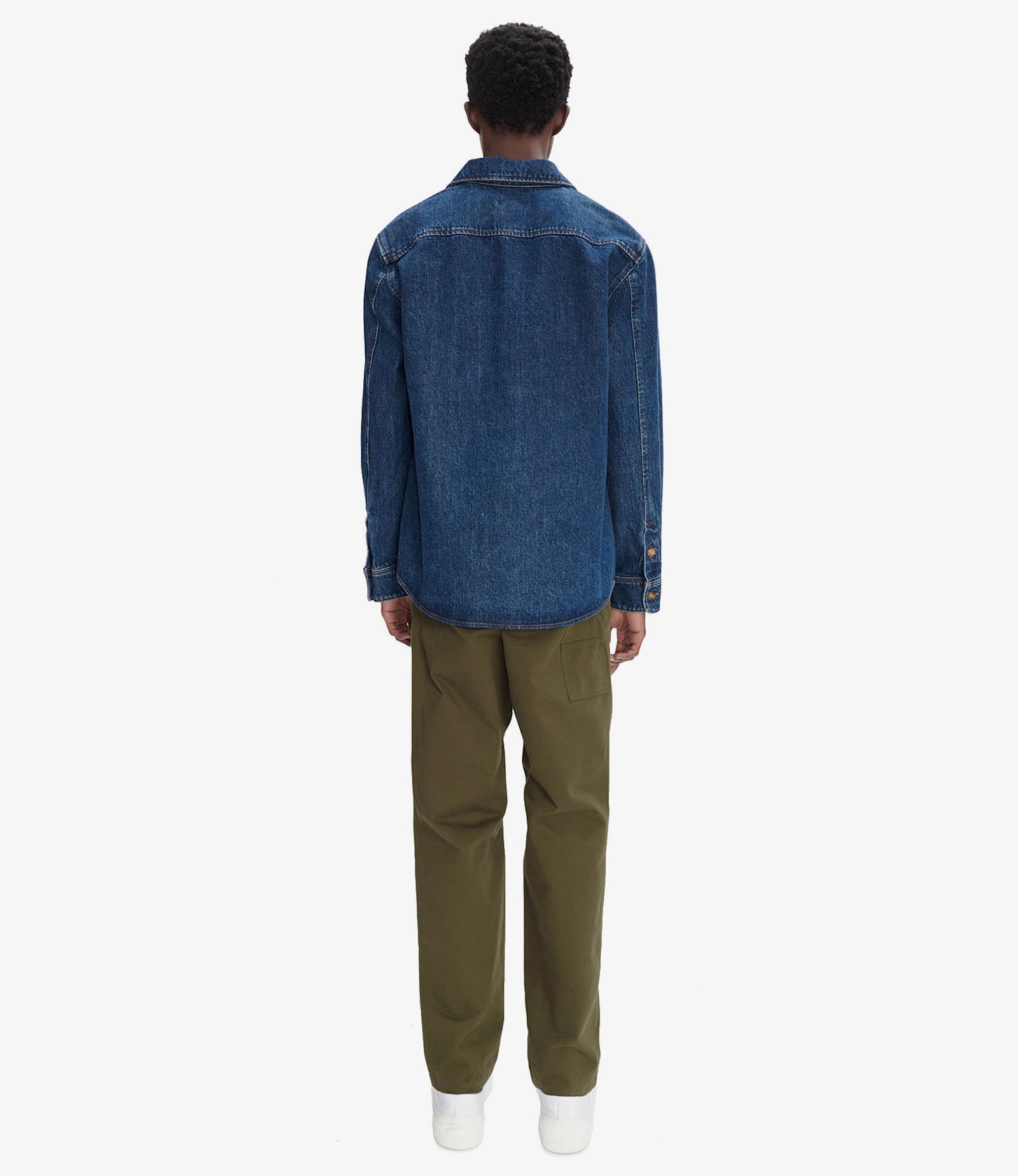 Apc A.p.c. Vittorio Brodée Poitrine Denim Overshirt In Ial Indigo Delave