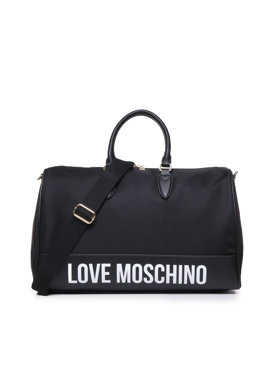 Shop Love Moschino Duffle Bag With Print In Black