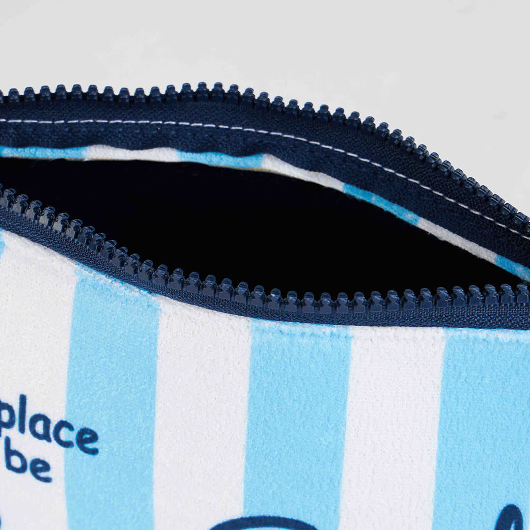 Mc2 Saint Barth Aline Terry Pochette With Saint Barth Print In Blue
