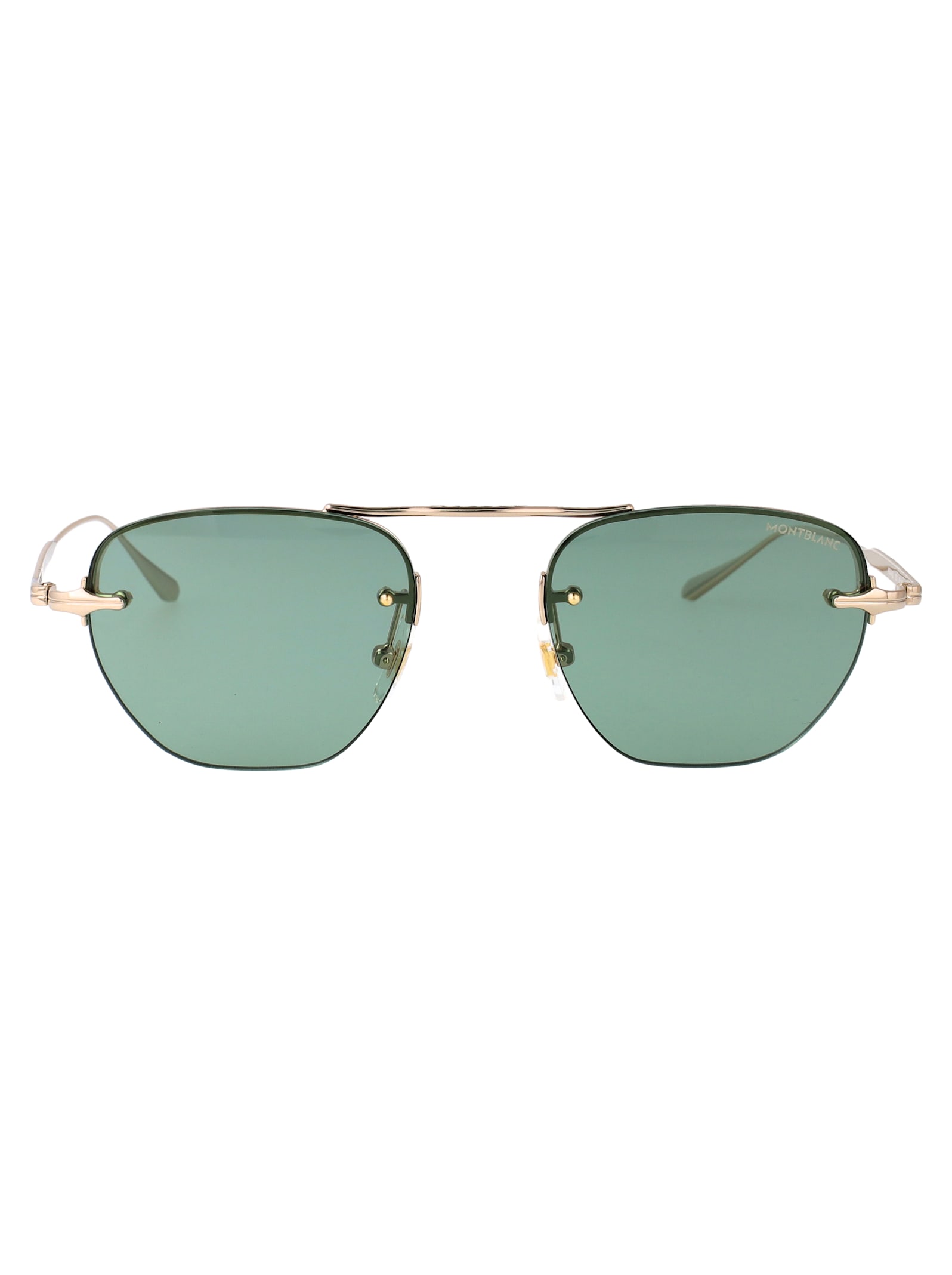 Montblanc Gold-gold-green Metal Sunglasses In Multi