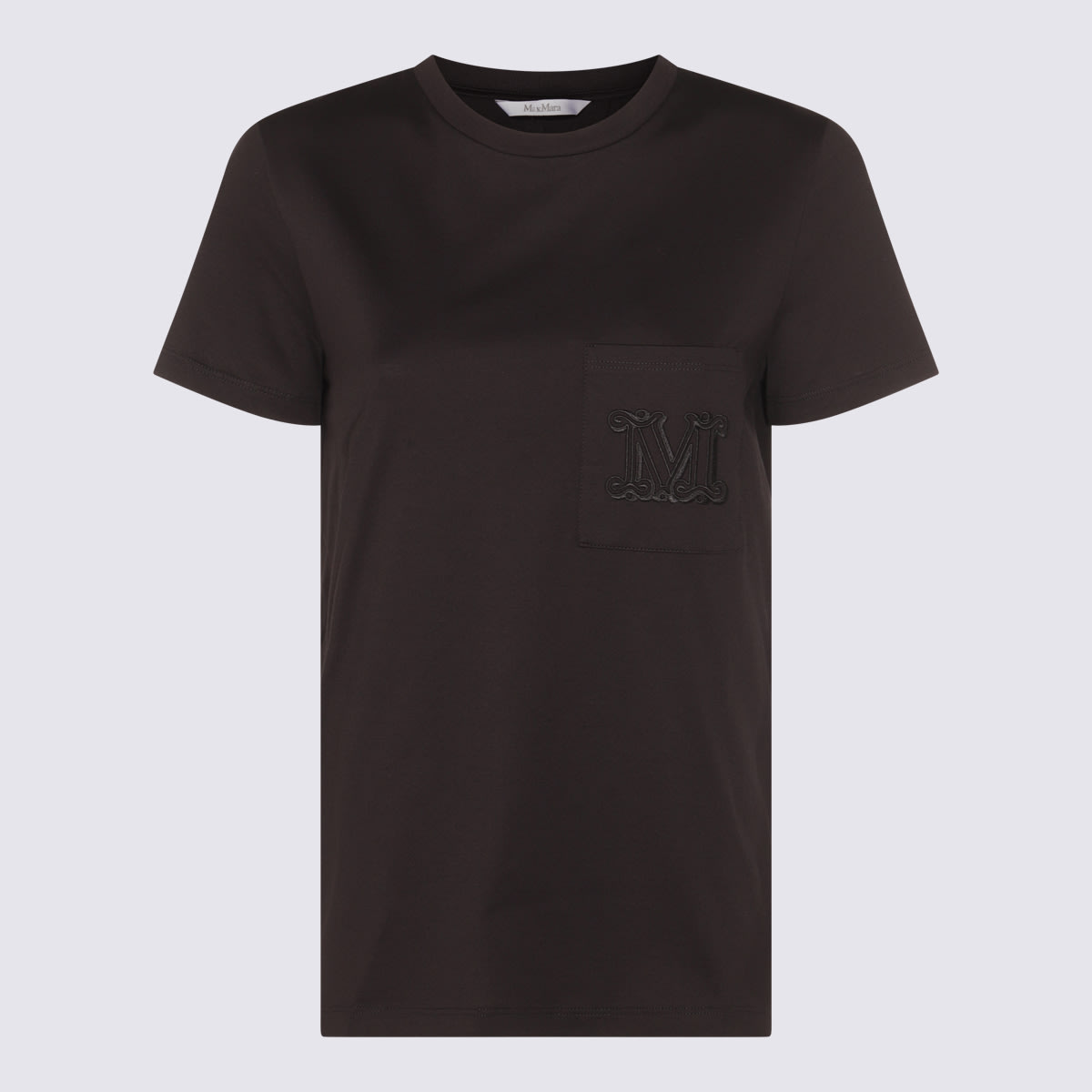 Max Mara Papaia Logo Embroidered T-shirt In Black