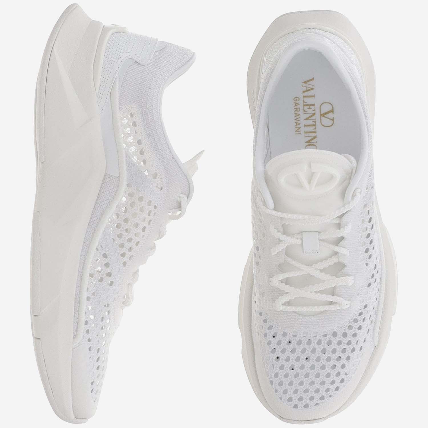 Shop Valentino True Actress Sneakers In Mesh And Leather In White