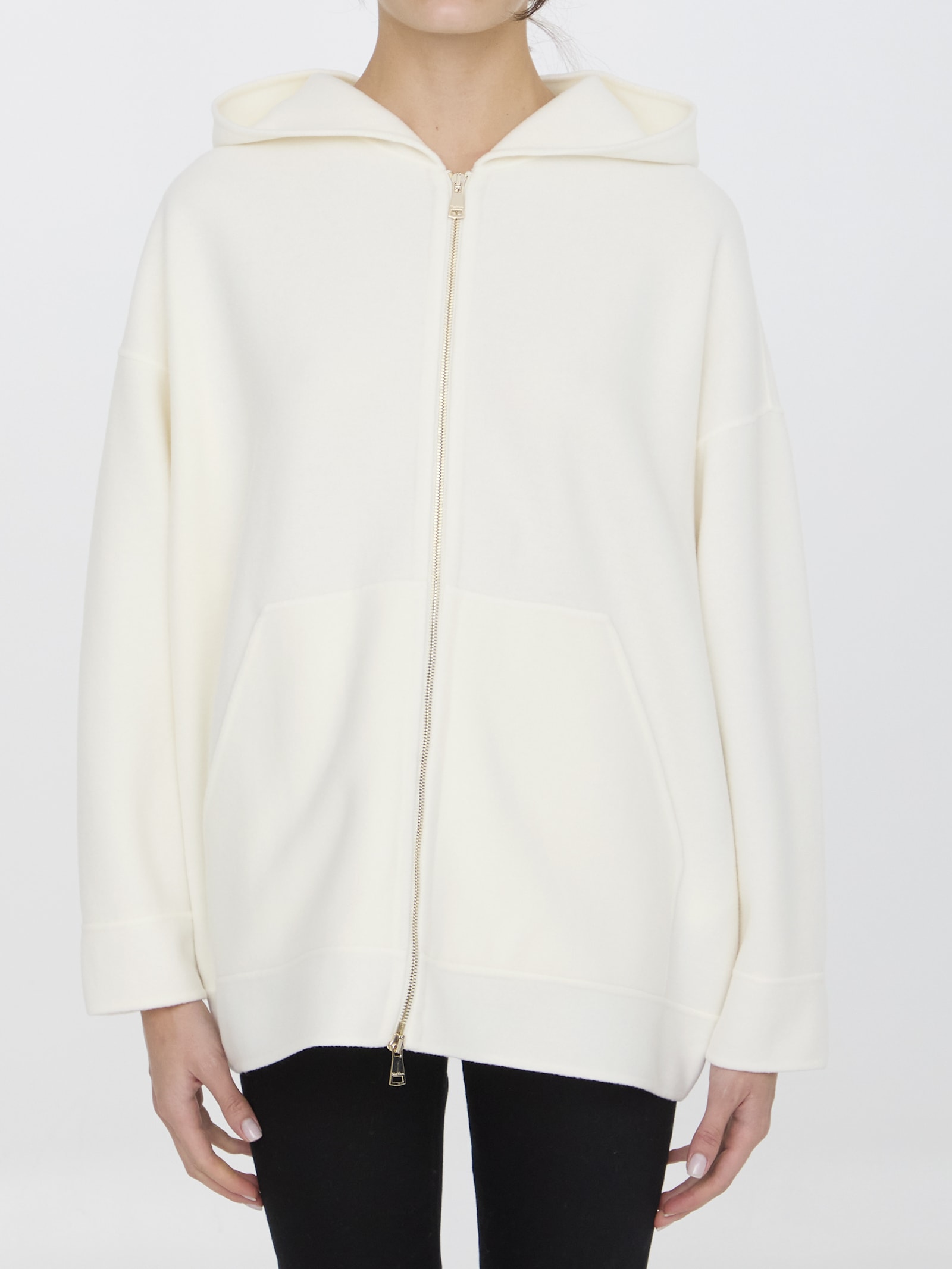 Shop Max Mara Saio Zip-up Hoodie In White