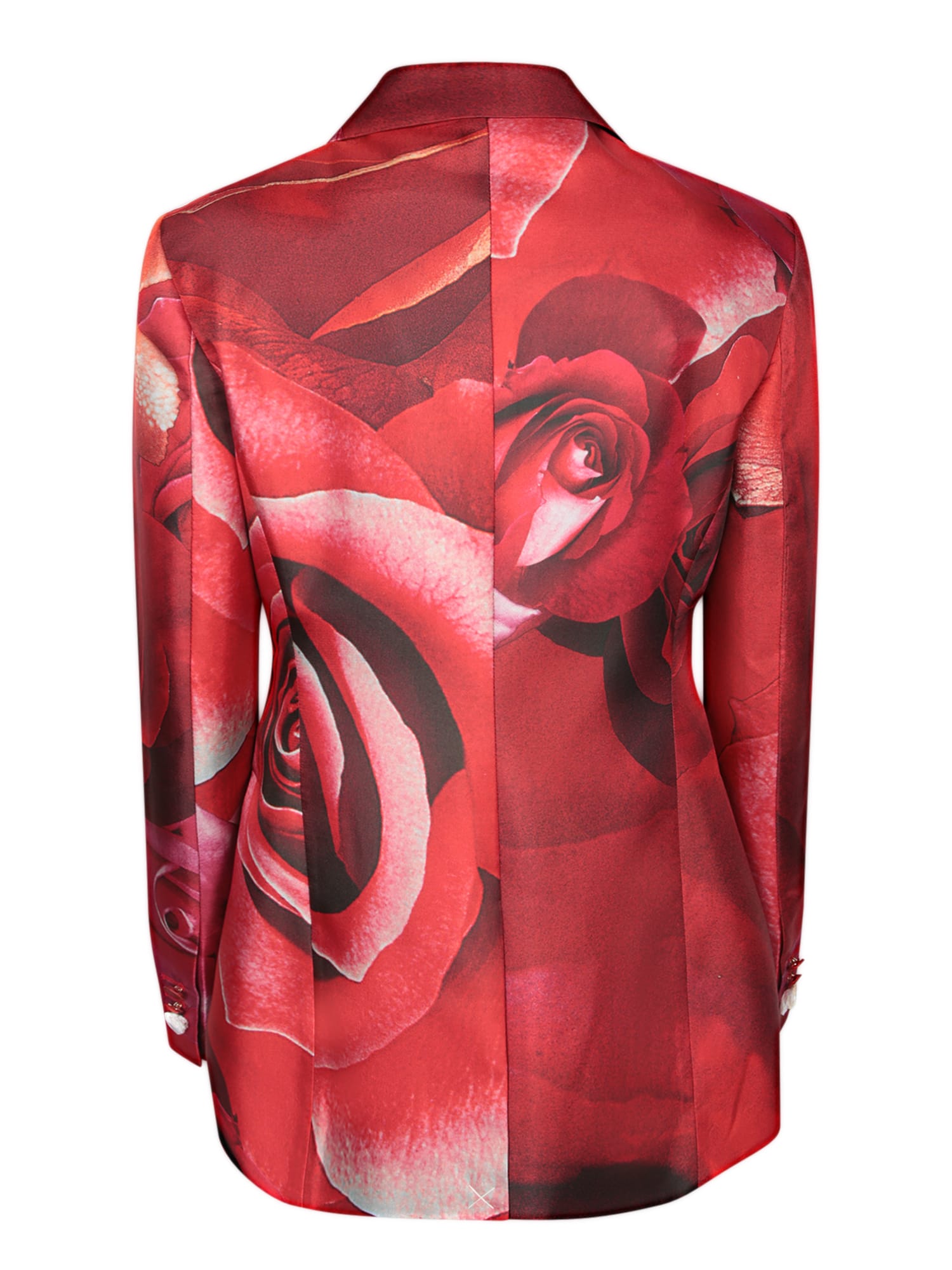 Shop Roberto Cavalli Red Garden Rose Silk Jacket