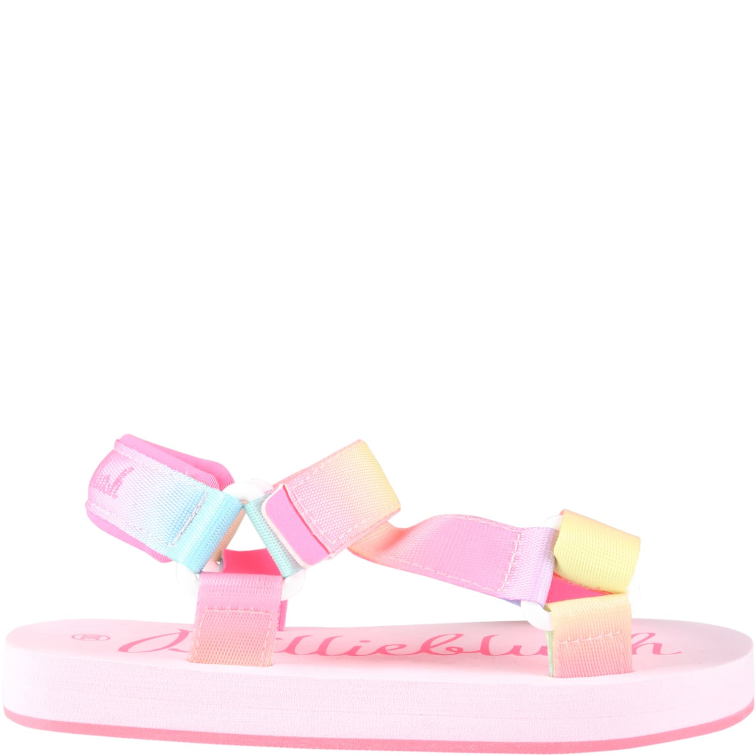 Billieblush Kids' Pink Sandals For Girl With Logo In Multicolor