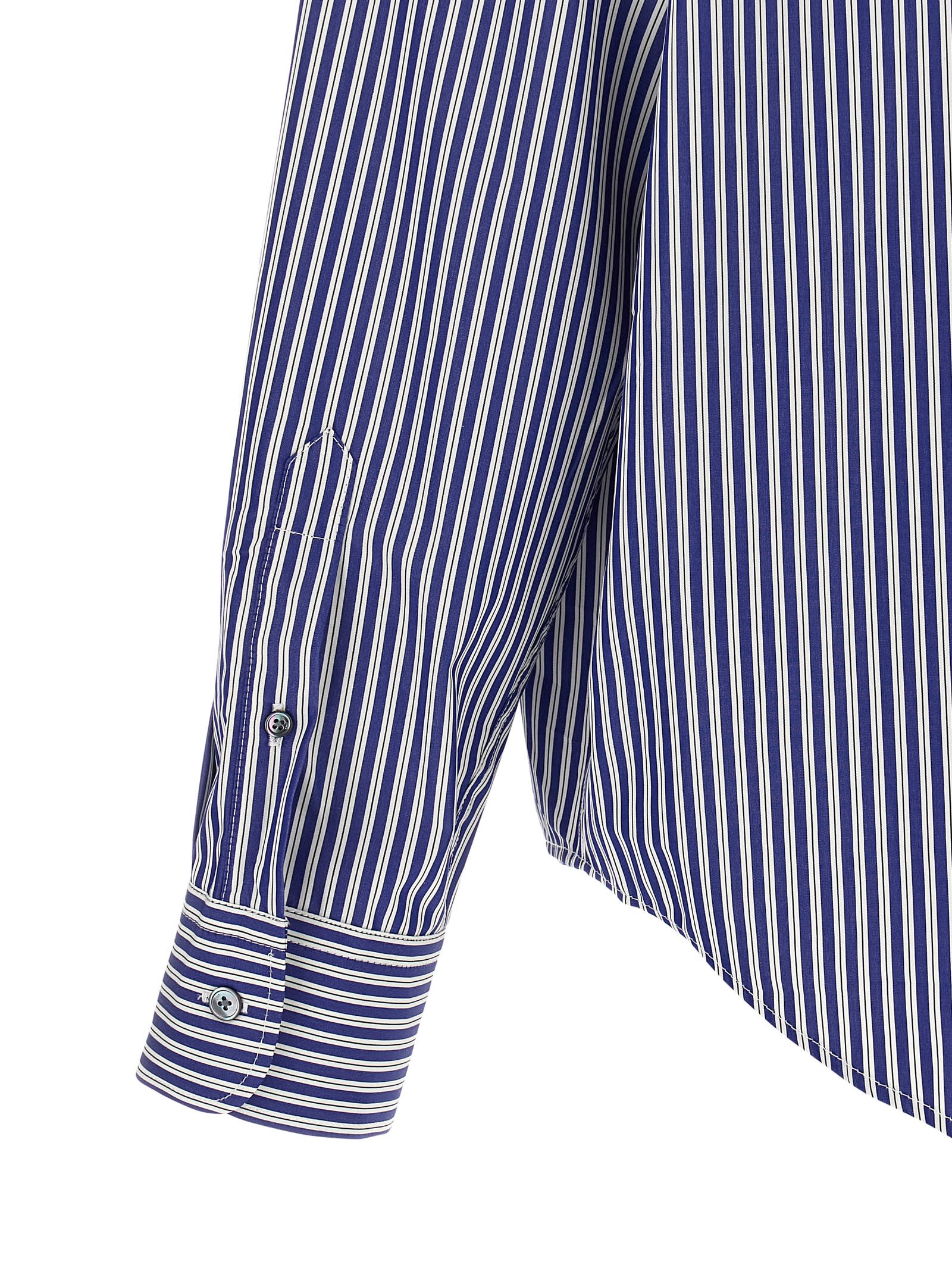Ami Alexandre Mattiussi Striped Long Sleeve Shirt Chest Pocket In Blue