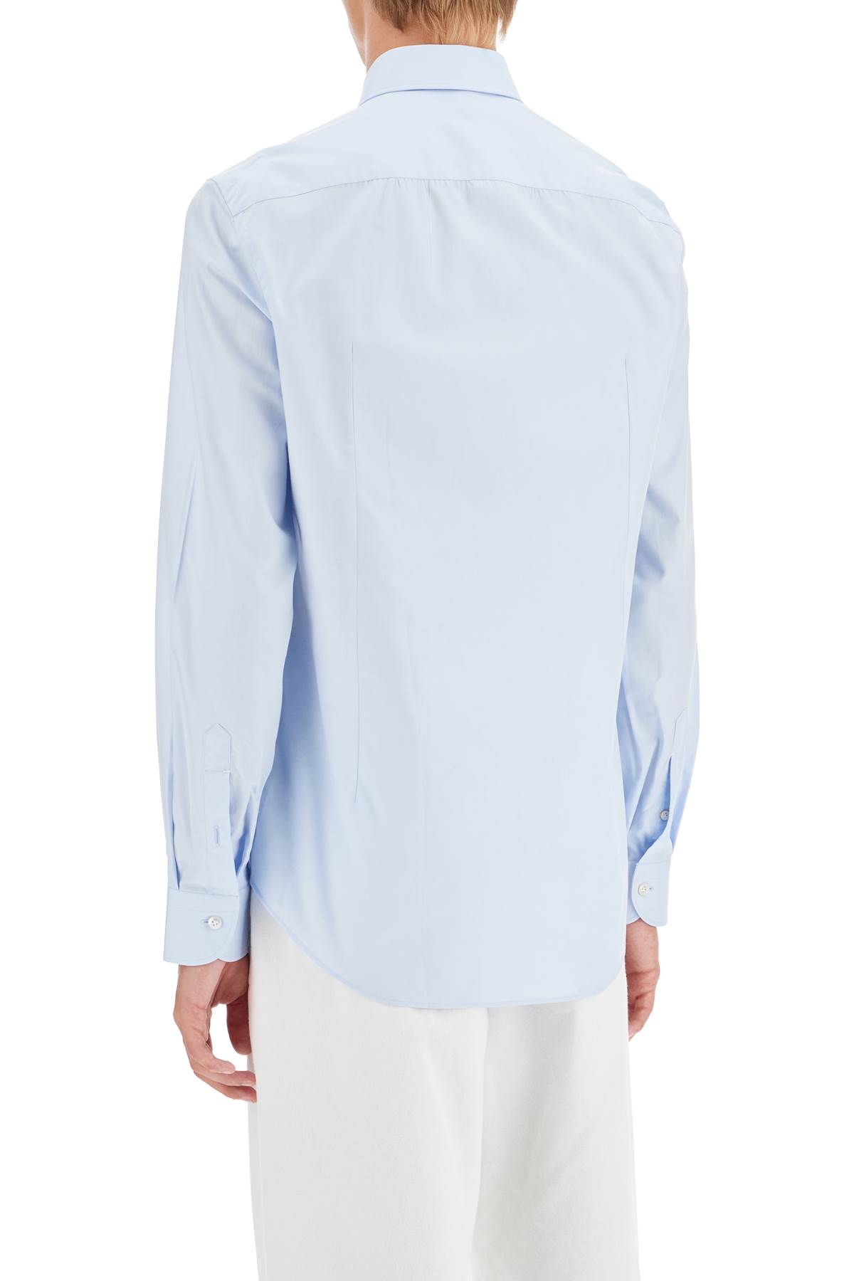 Shop Vincenzo Di Ruggiero Slim Fit Twill Shirt For Men In Azzurro (light Blue)