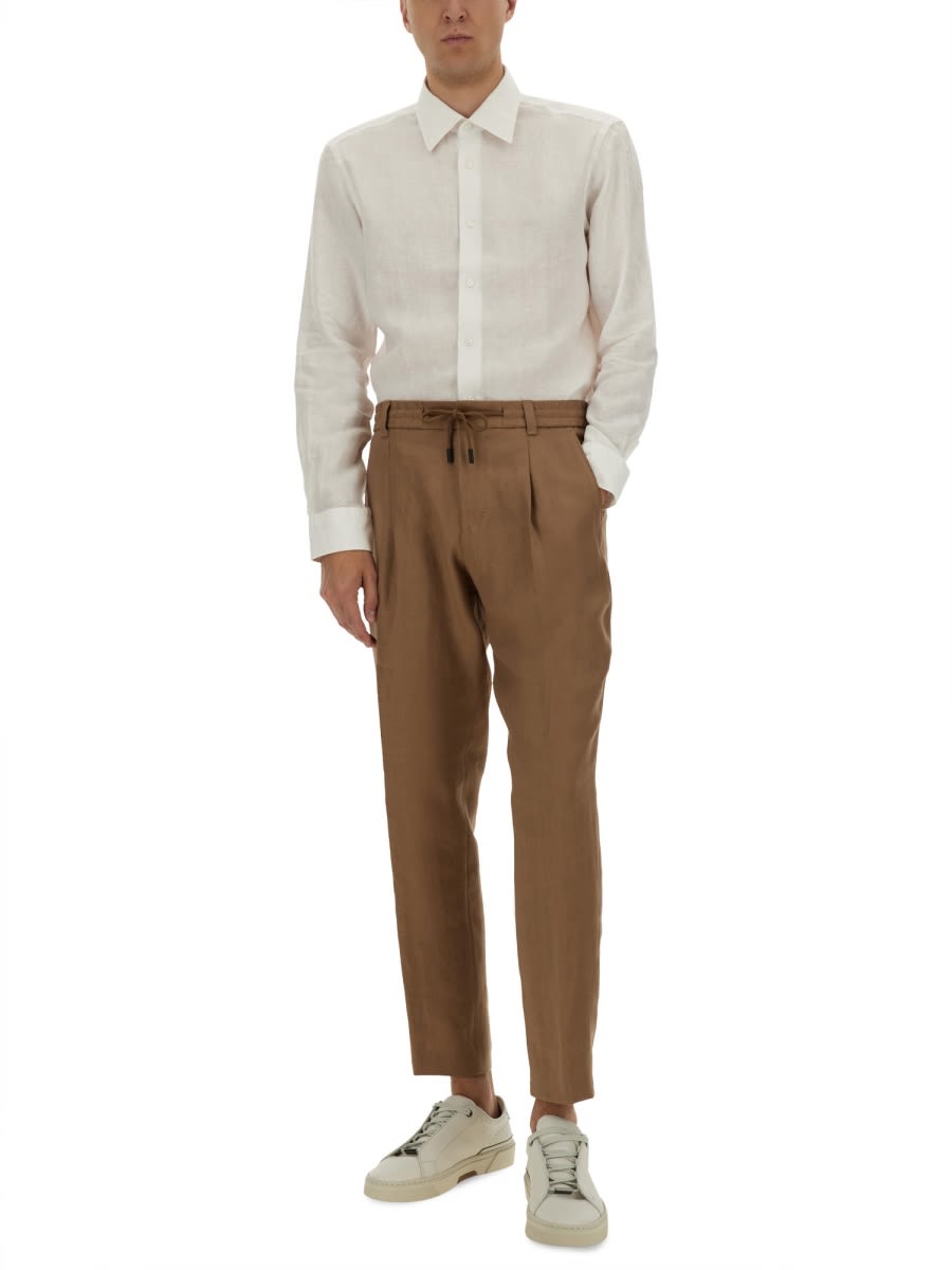 Hugo Boss Button-down Collar Shirt Semi-sheer Fabric In White