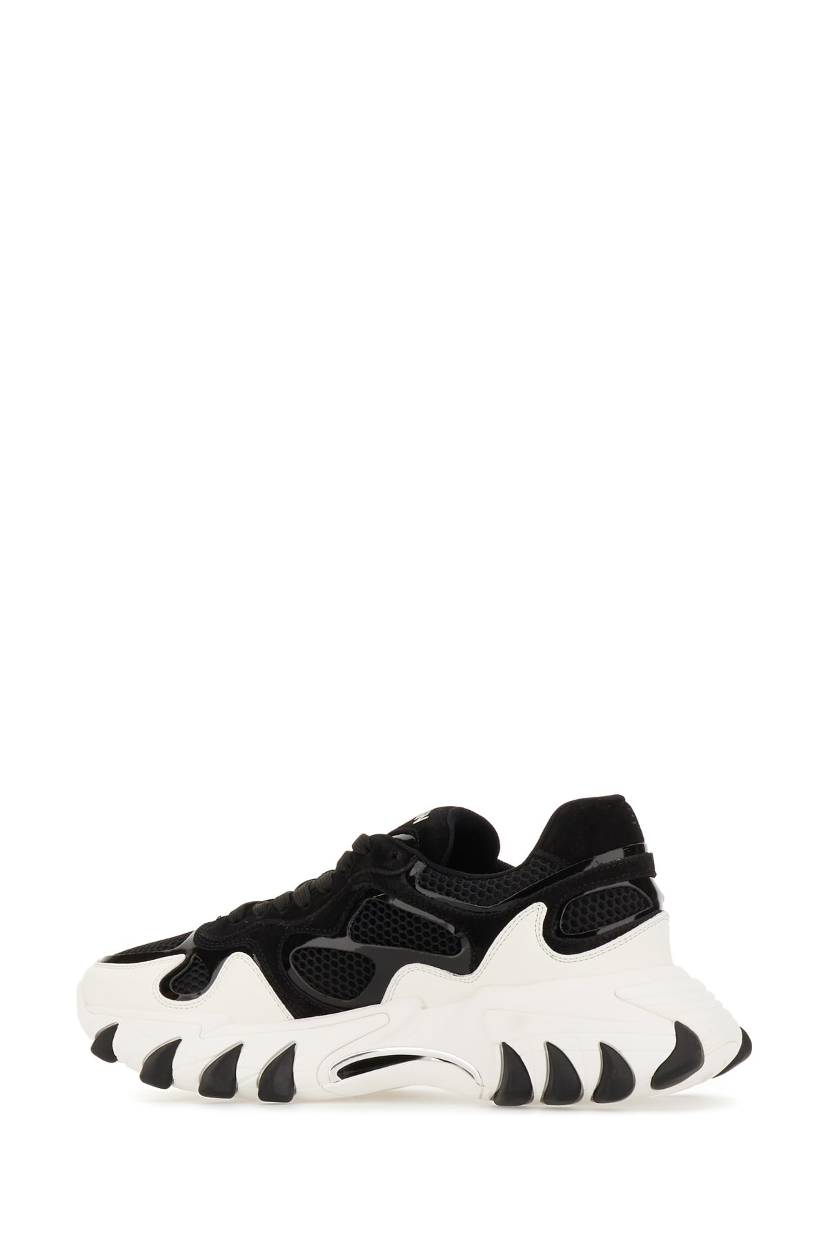 Shop Balmain Two-tone Leather And Mesh B-east Sneakers In Noirblanc