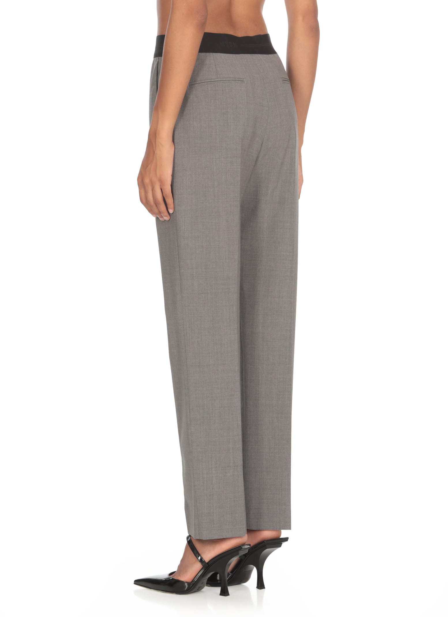 Shop Msgm Virgin Wool Trousers In Grey