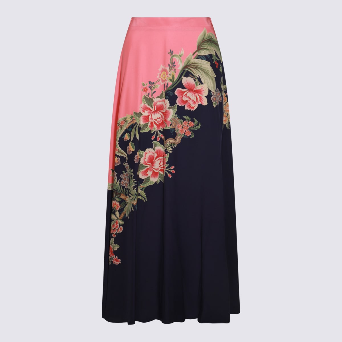 Shop Etro Navy Blue Silk Skirt