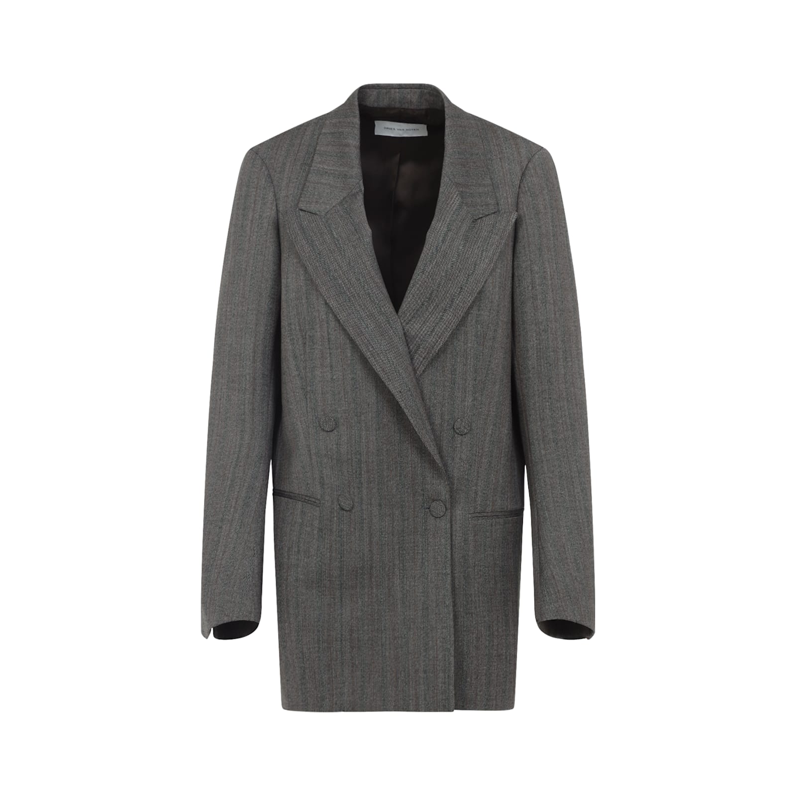 Dries Van Noten Longline Jacket With Notched Lapels And Pockets In Black