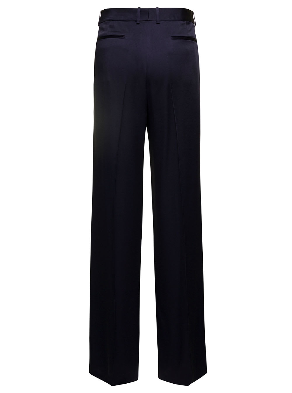 Shop Saint Laurent Black Tailored Cut Trousers Satin Finish In Acetate Man In Green