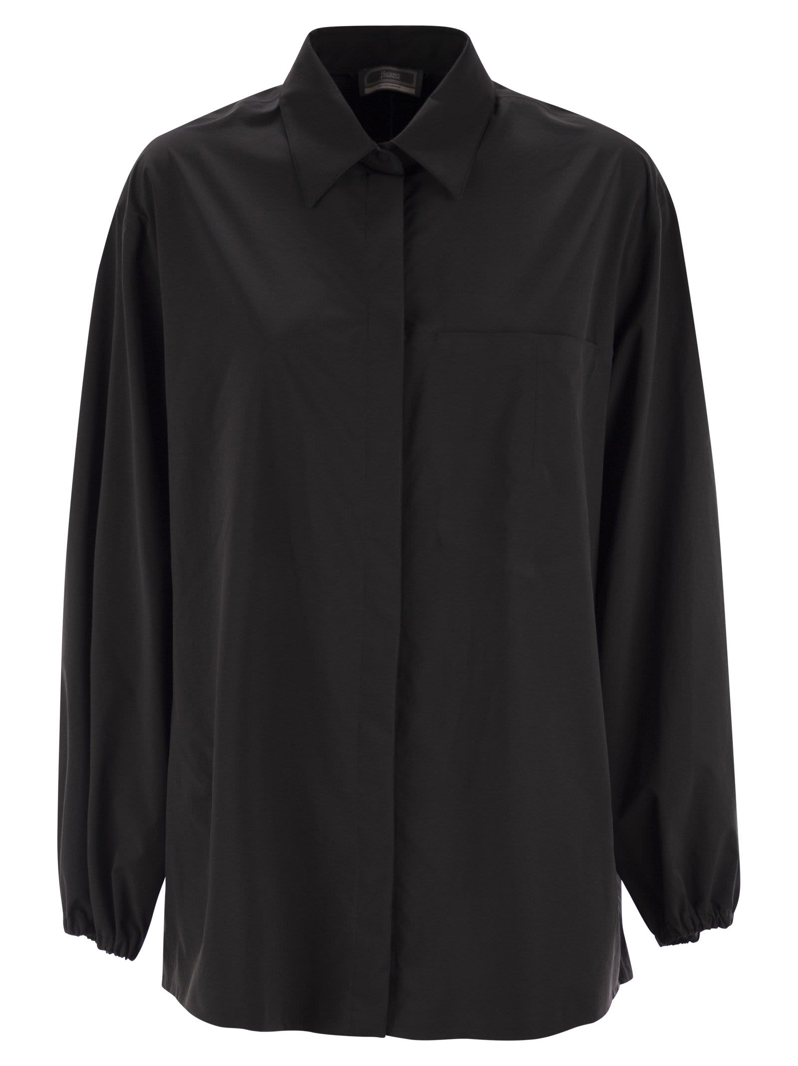 Herno Elasticated Cuff Textured Shirt In Black