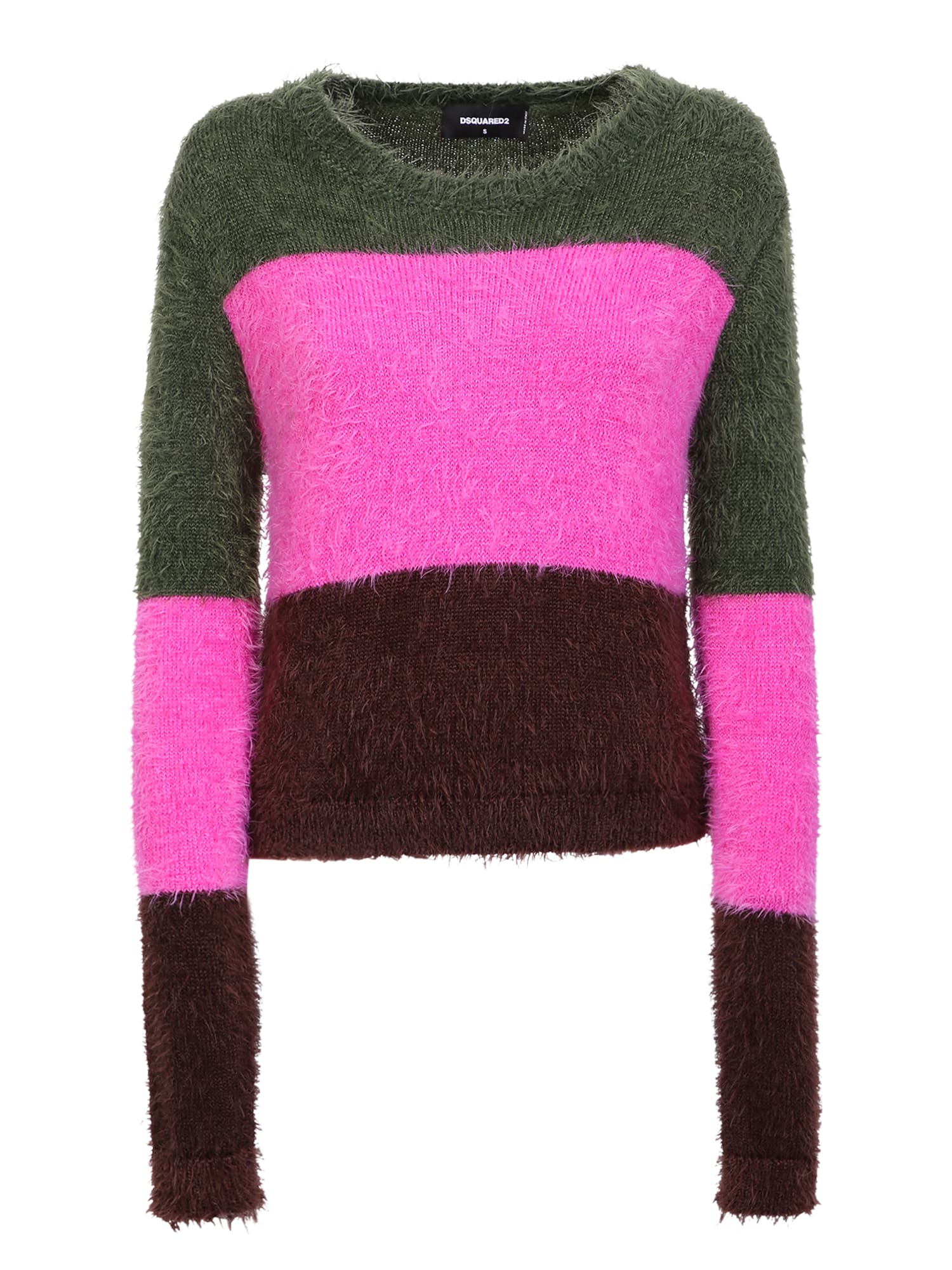 Shop Dsquared2 Brown And Pink Fuzzy Stripes Sweater
