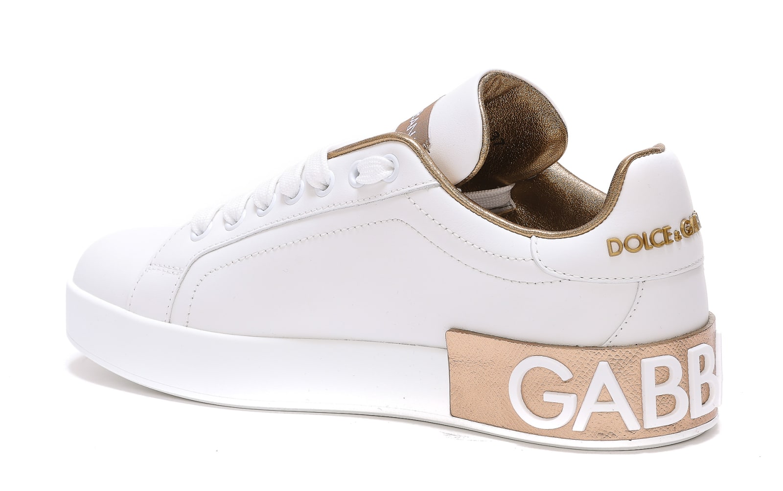 Shop Dolce & Gabbana Portofino Logo Sneakers In Golden