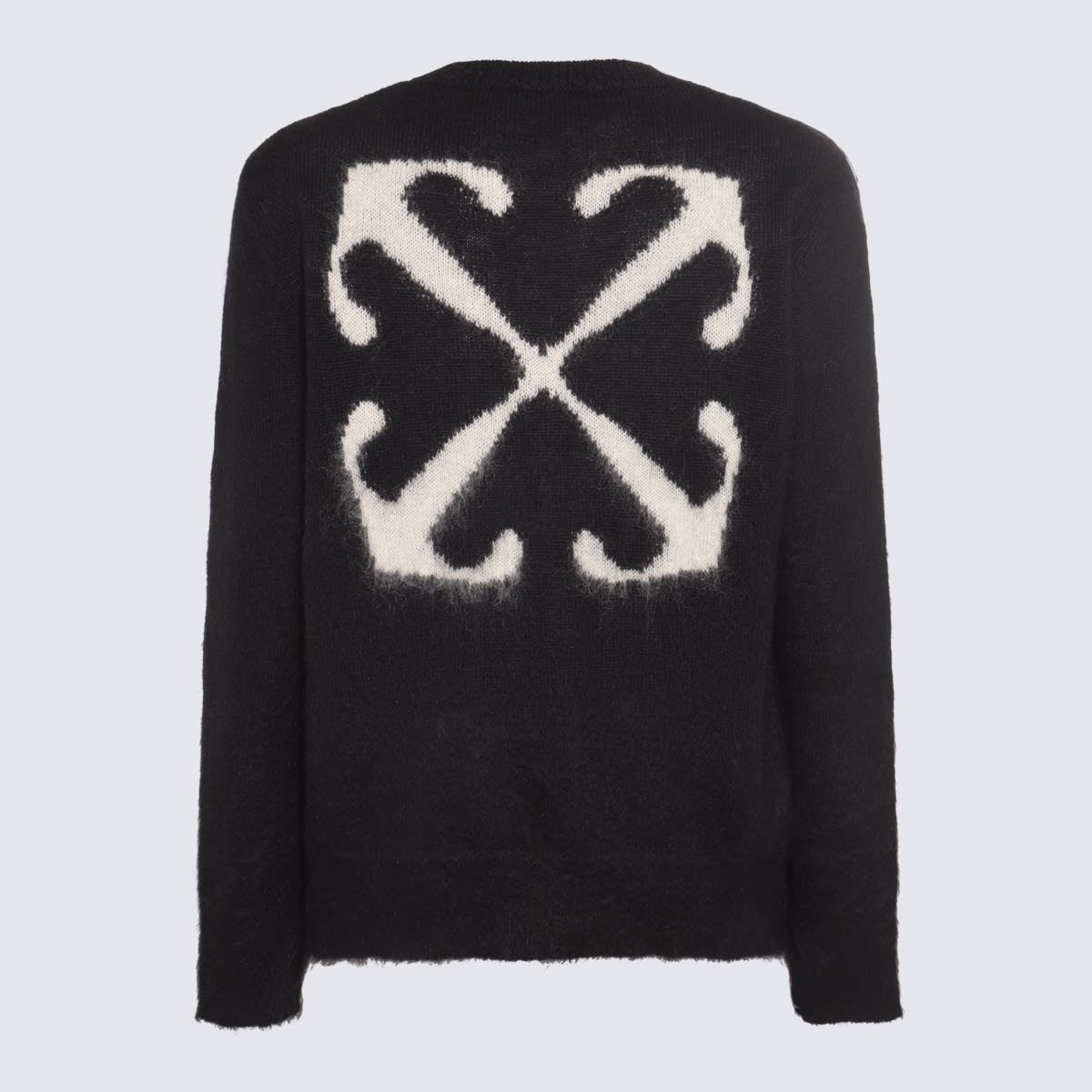 Shop Off-white Black Virgin Wool And Mohair Blend Arrow Sweater