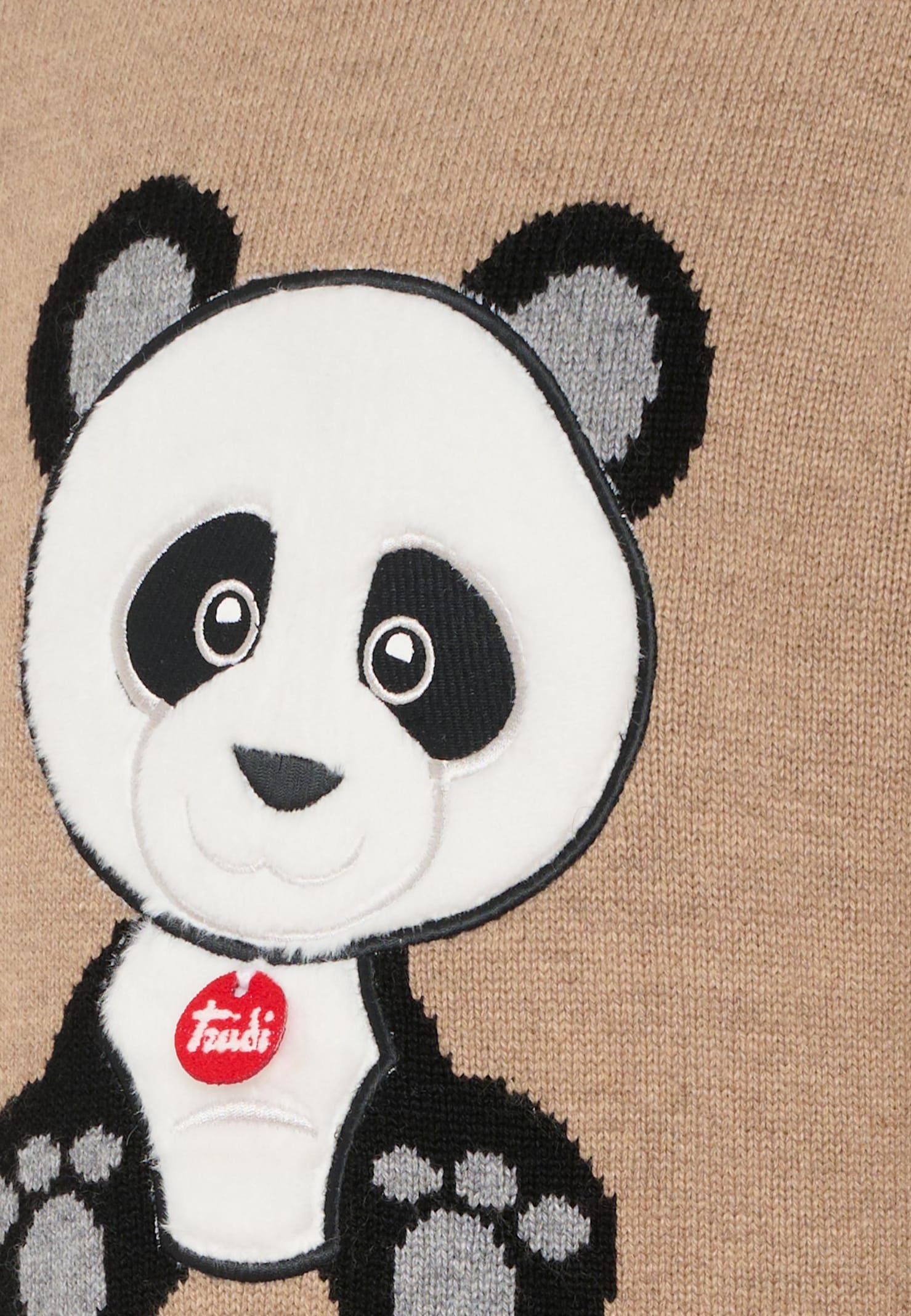 Mc2 Saint Barth Brown Sweater For Kids With Panda In Brown