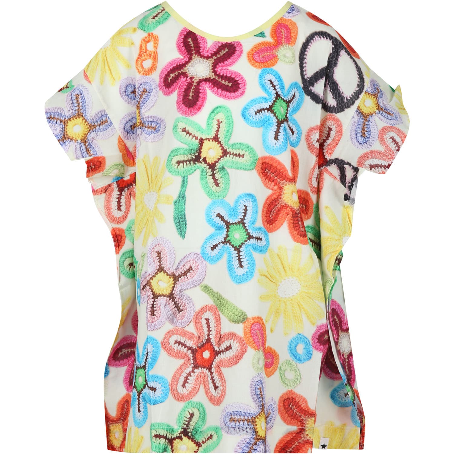 Molo Kids' Yellow Swimsuit Cover-up For Girl With Flowers Print In Multicolor