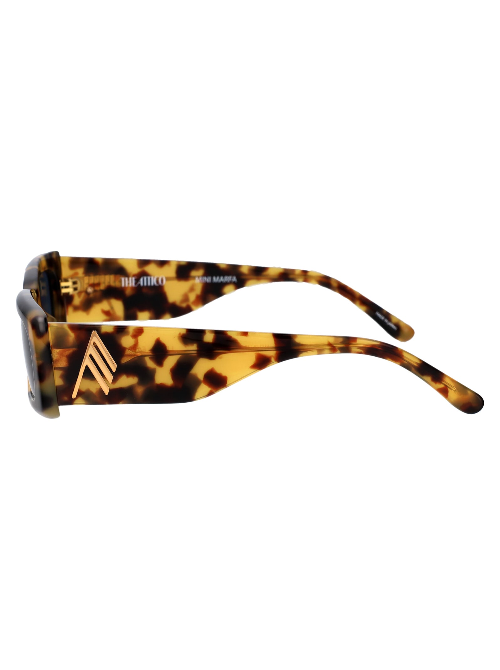 Shop Attico Mini Marfa Sunglasses In T-shell/gold/blue