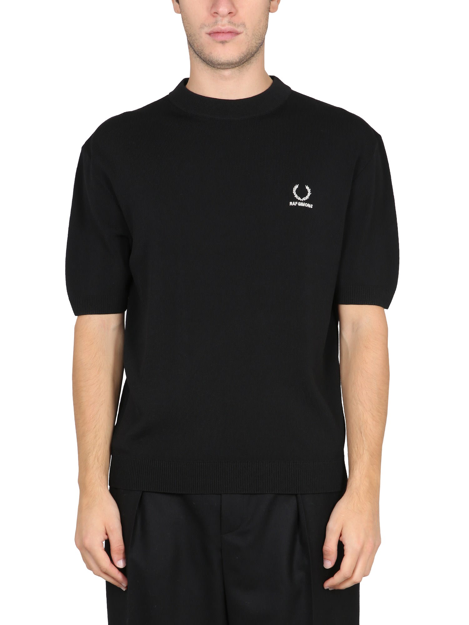 Fred Perry by Raf Simons Knitted T-shirt With Logo Embroidery