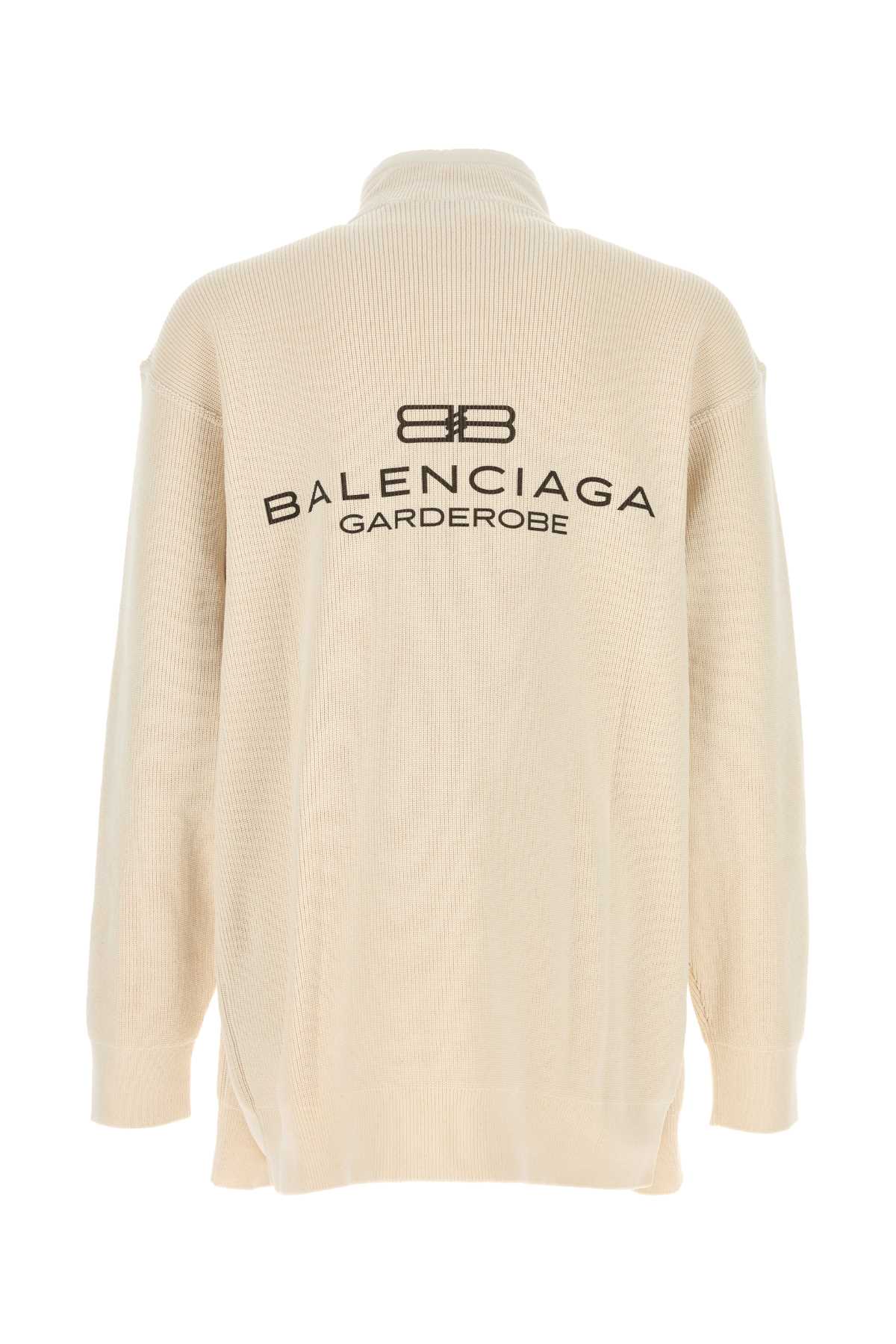 BALENCIAGA CREAM COTTON AND POLYESTER SWEATER 