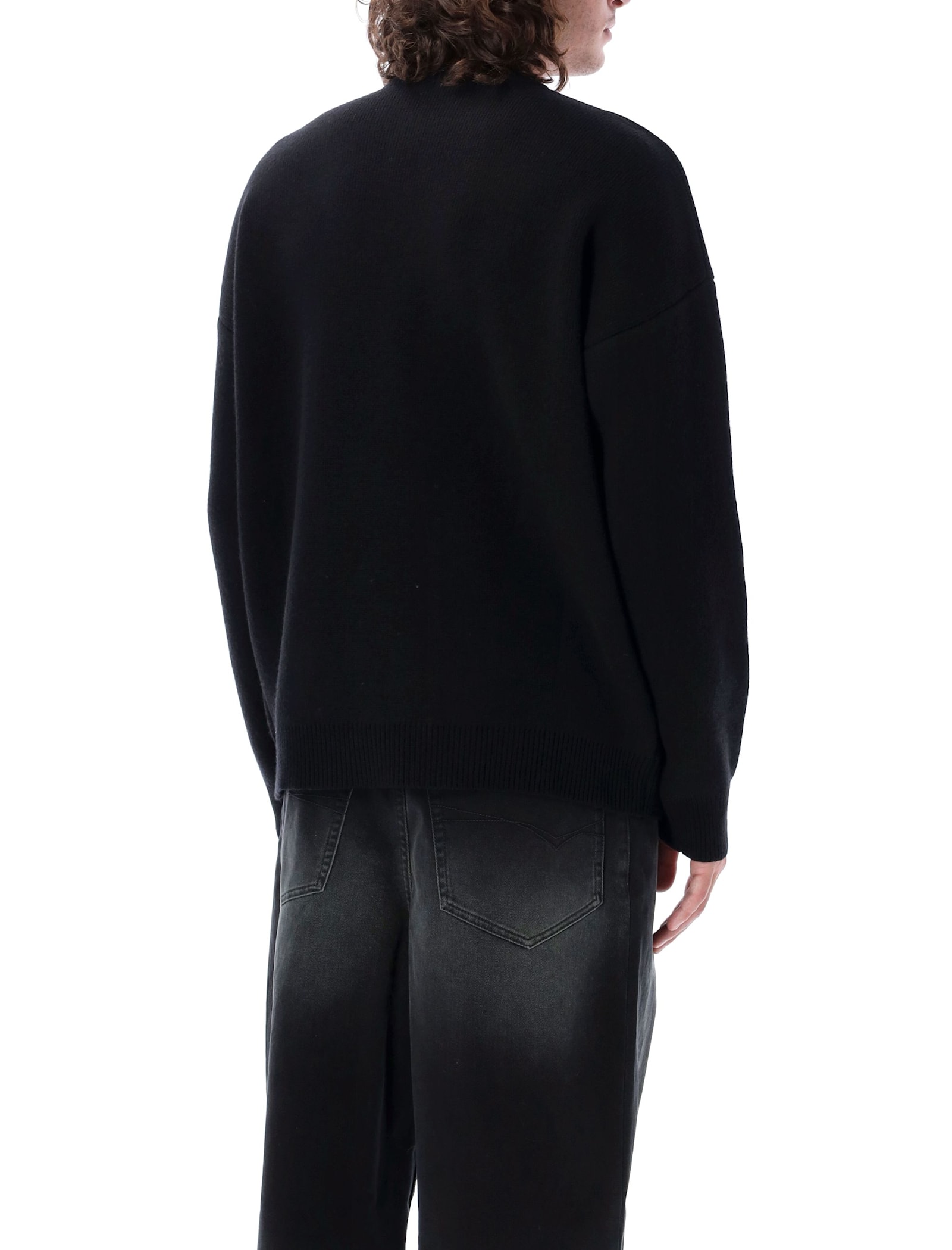 Balenciaga Black Double-face Wool Knit Sweater In Black