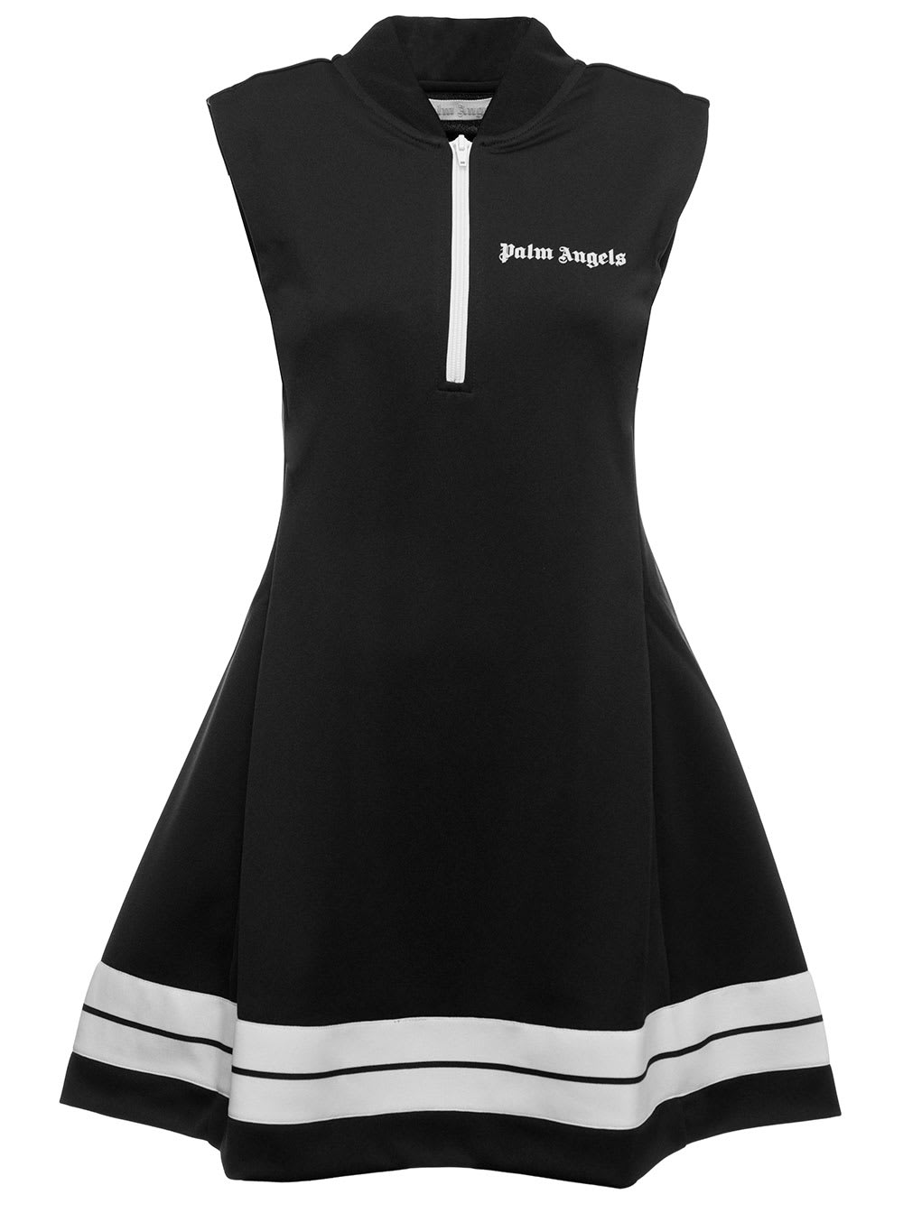 Track Black And White Technical Fabric Sleeveless Dress Palm Angels Woman