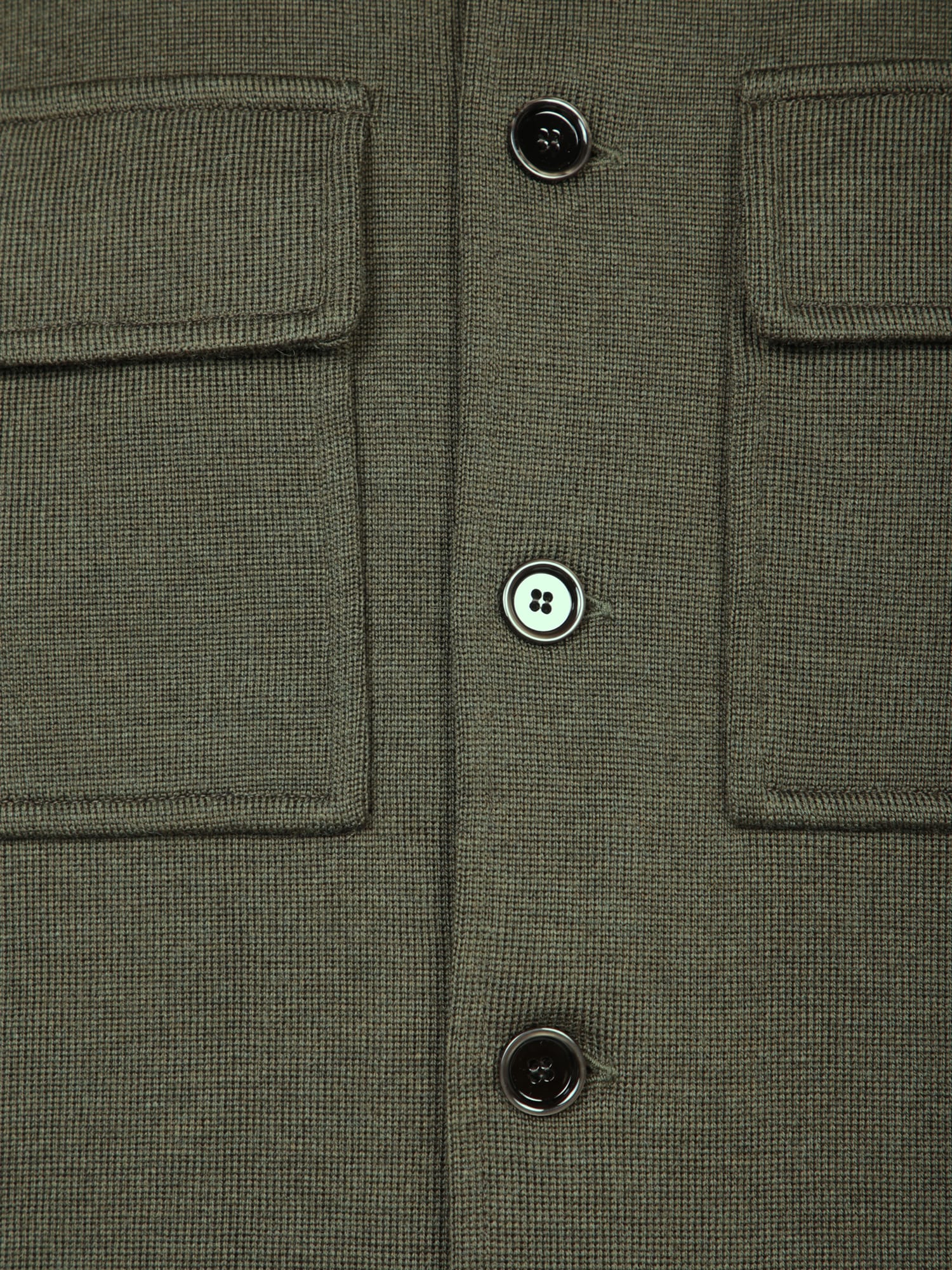 Shop Lardini Military Green Wool Overshirt