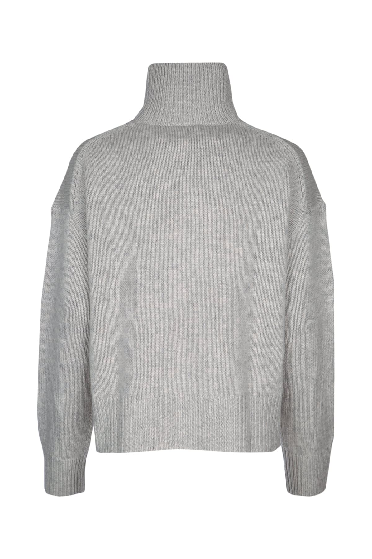 Shop Calvin Klein Cashmere Blend High-neck Sweater In Lightgreyheather