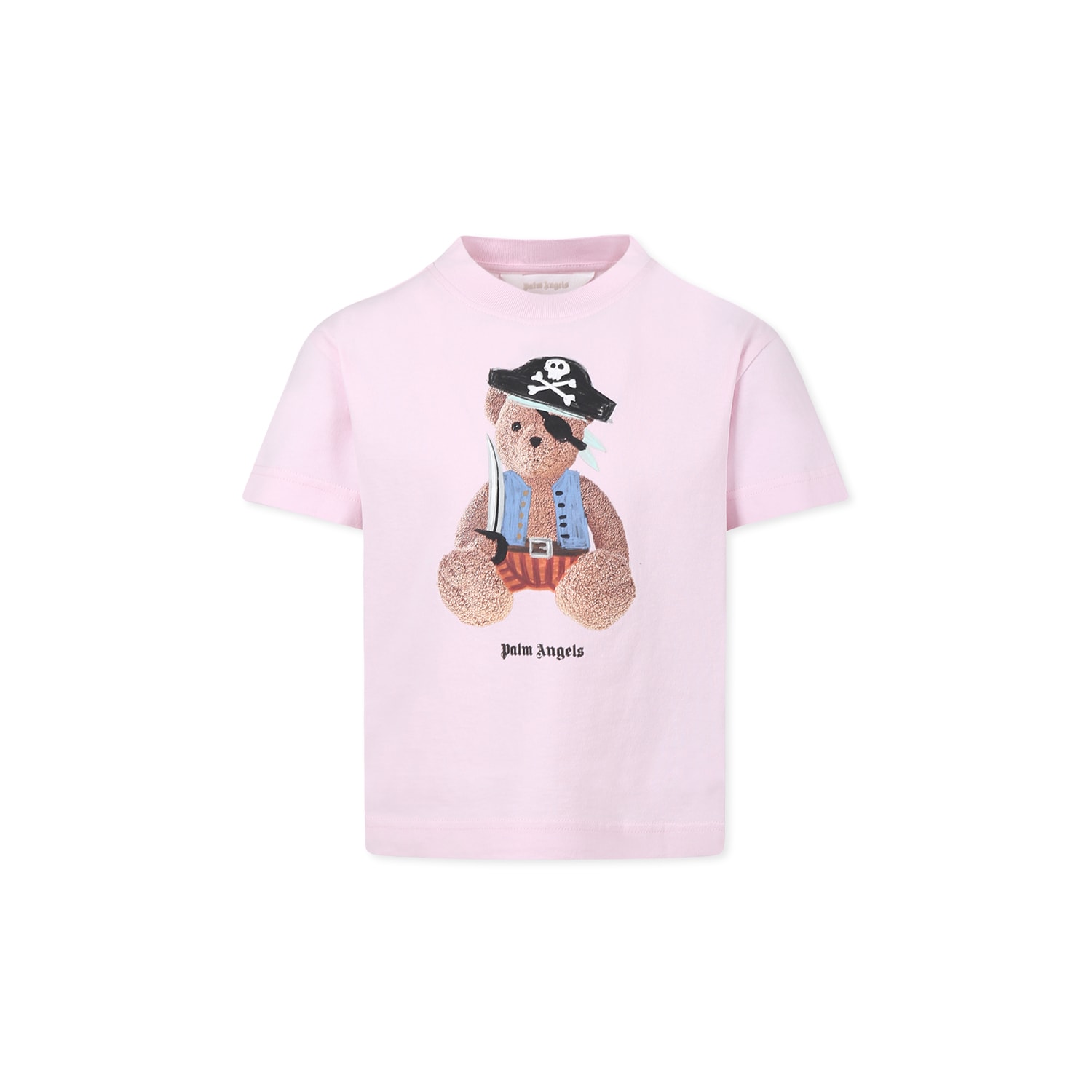 Shop Palm Angels Pink T-shirt For Girl With Bear