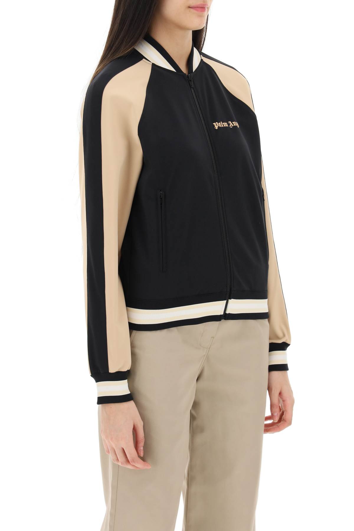Shop Palm Angels Bomber Track Jacket In Nero