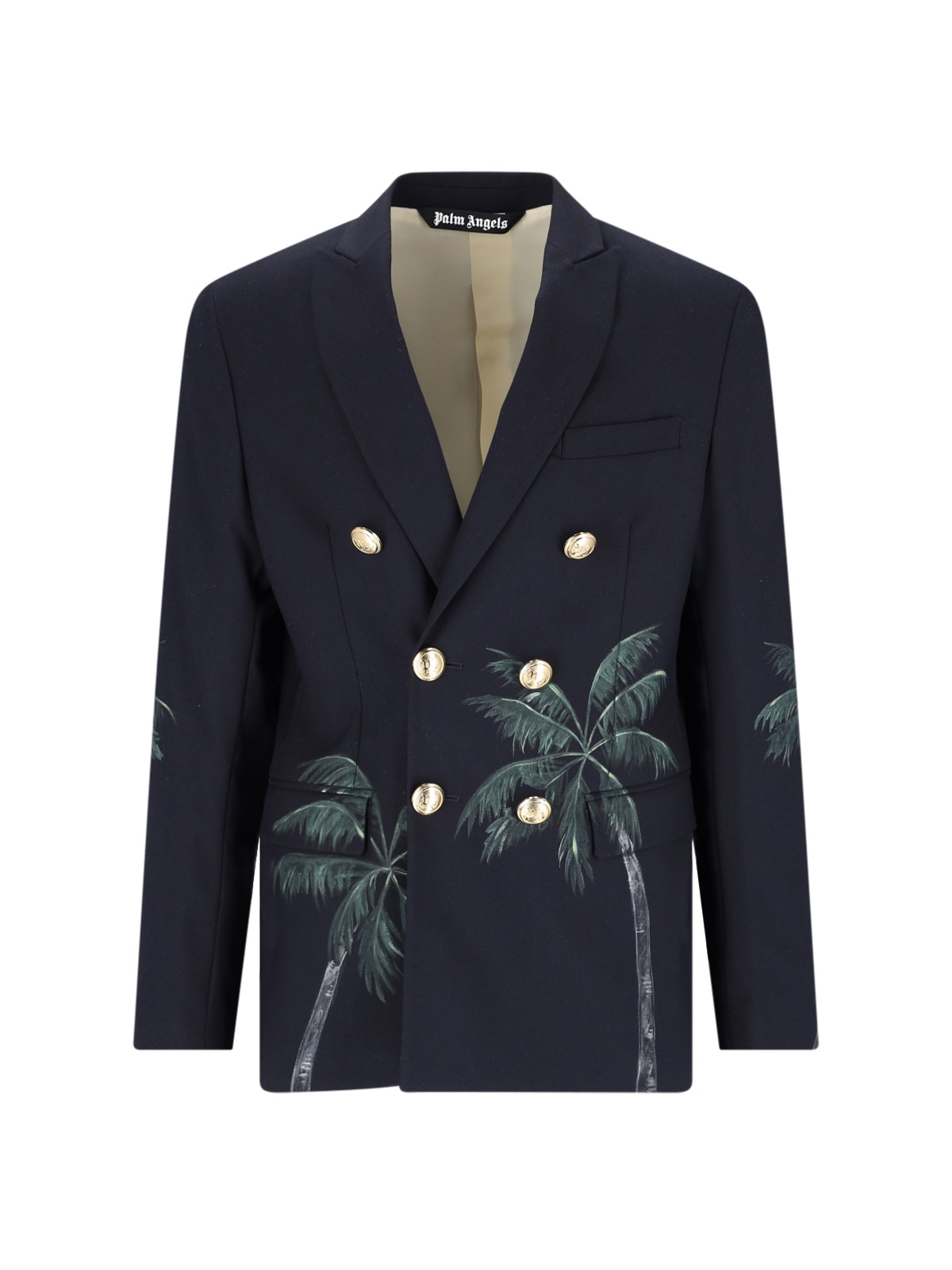 Shop Palm Angels Printed Double Breast Blazer