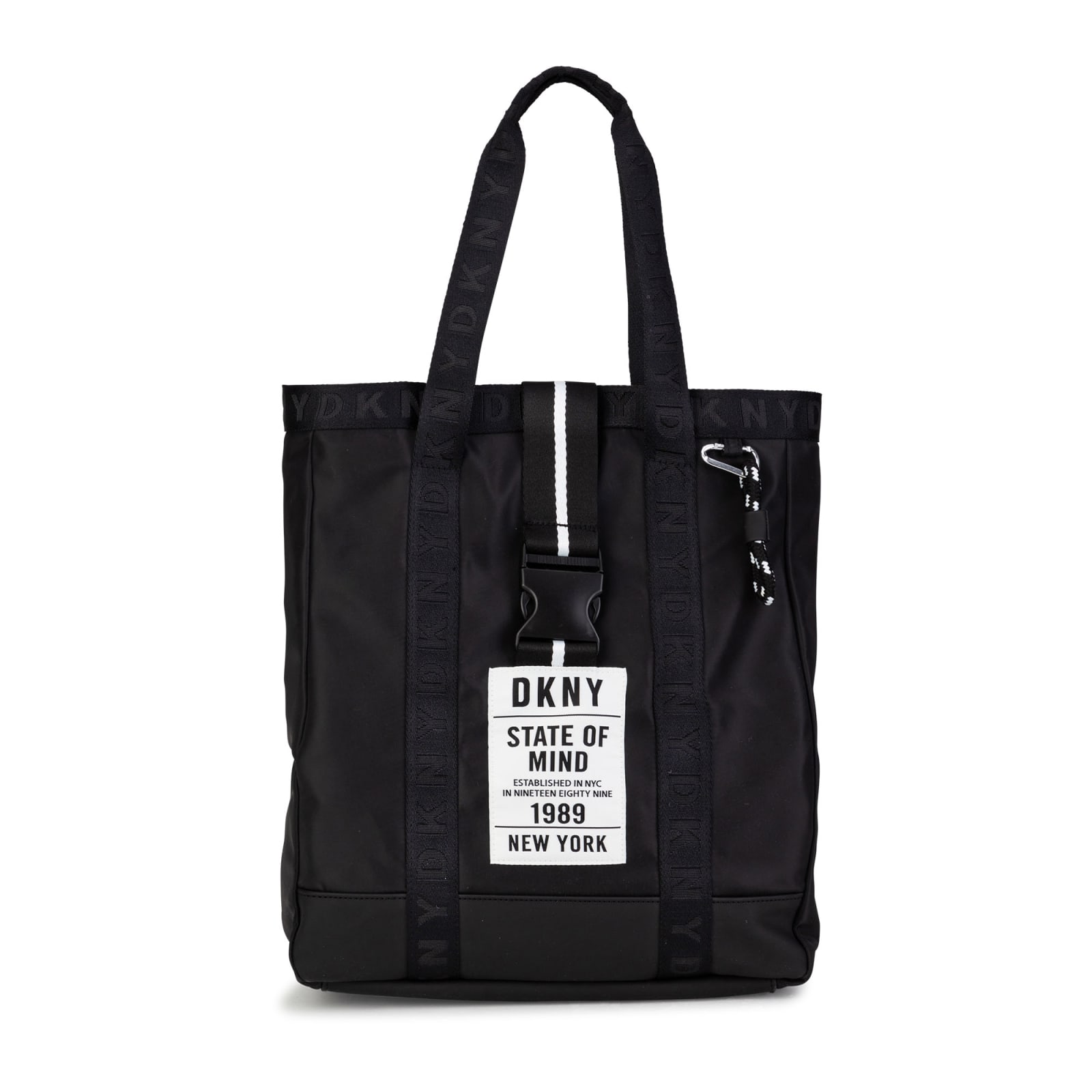 DKNY Logo Patch Buckled Tote Bag
