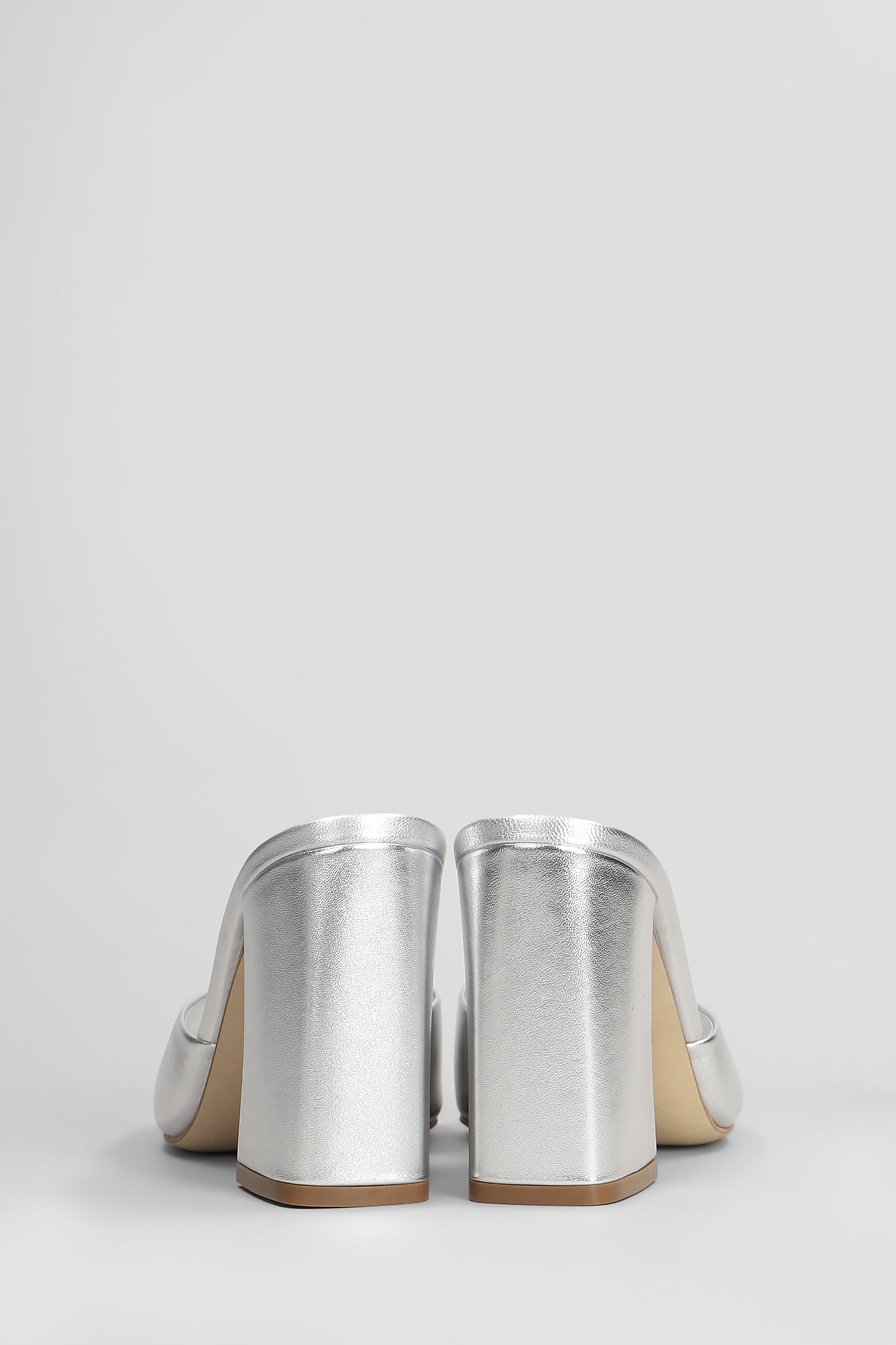 3juin Sasha 090 Slipper-mule In Silver Leather In Silver