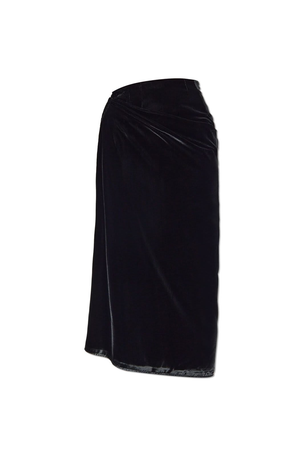 Shop Etro Velvet Midi Skirt In Black